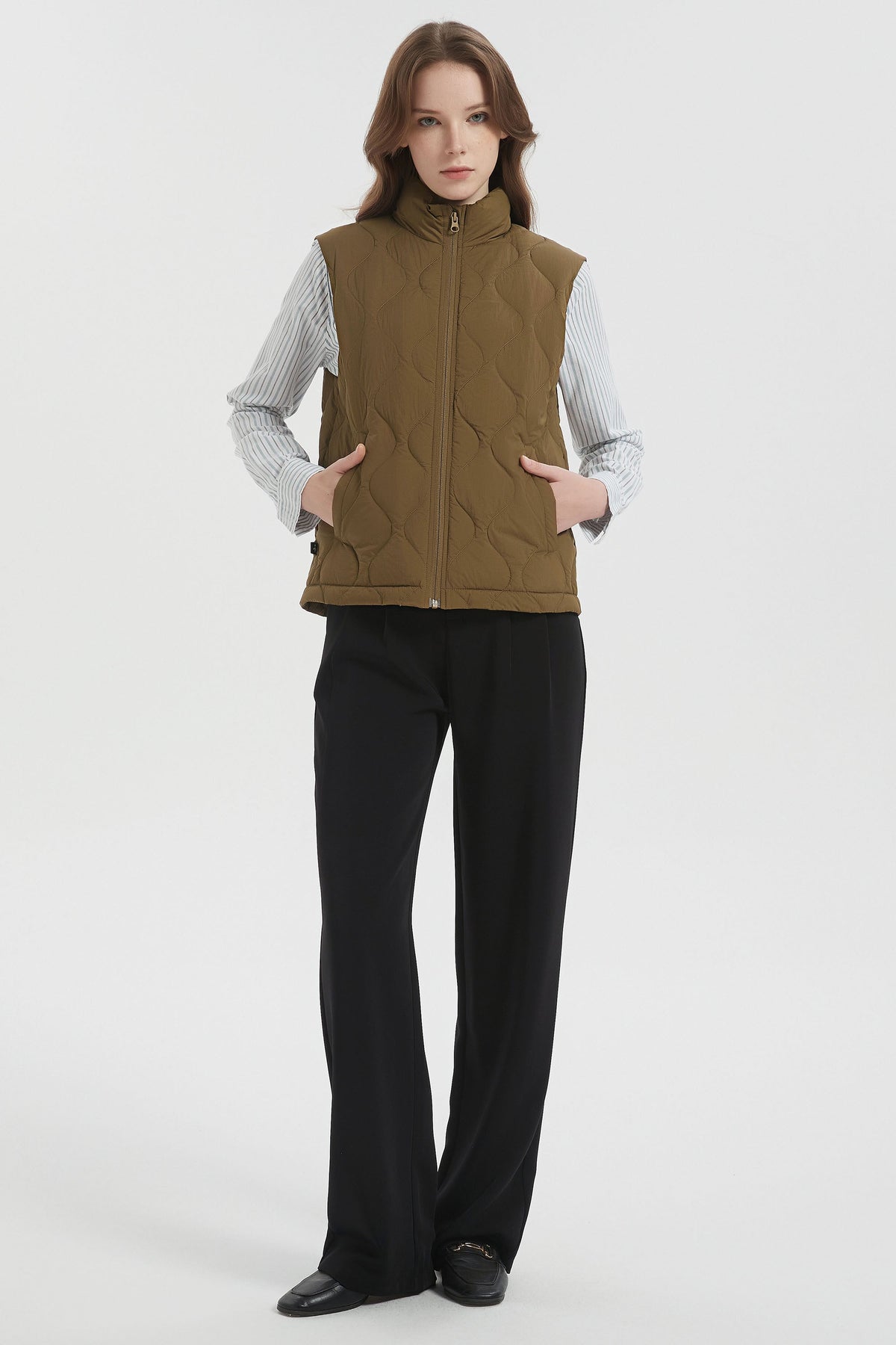 Cropped Down Puffer Vest Zip Up Lightweight
