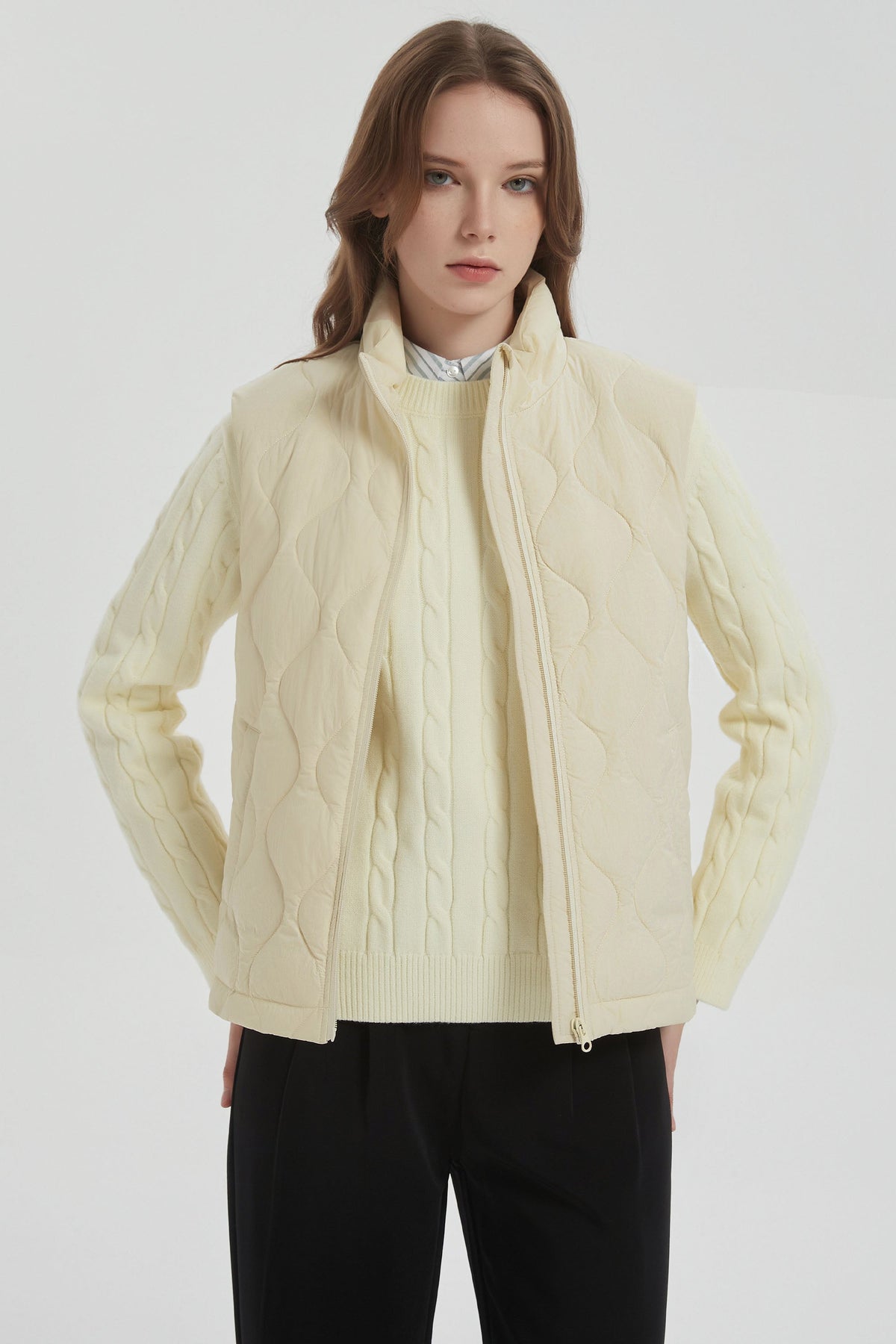 Cropped Down Puffer Vest Zip Up Lightweight