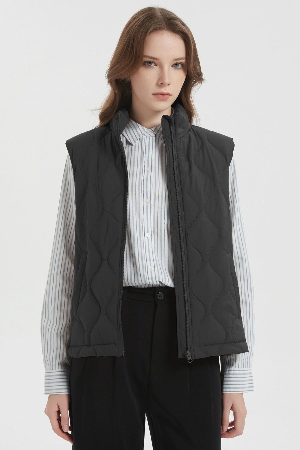 Cropped Down Puffer Vest Zip Up Lightweight
