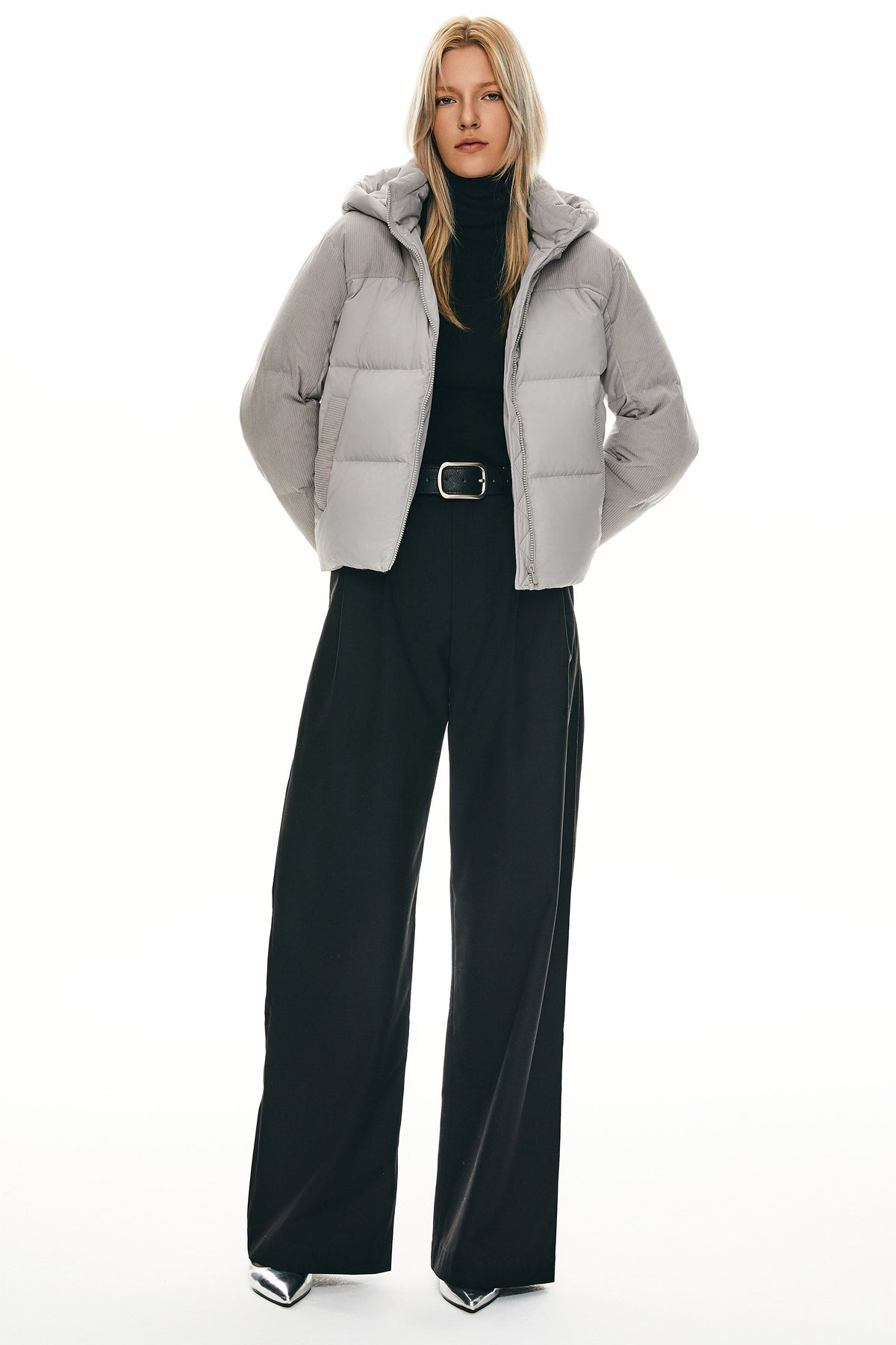 Cropped Down Puffer Jacket Winter Hooded