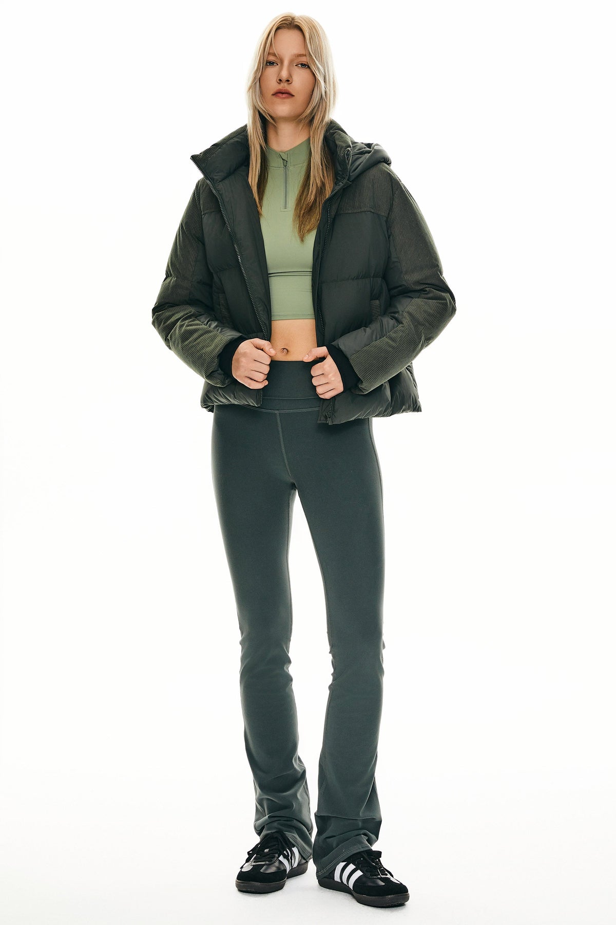 Cropped Down Puffer Jacket Winter Hooded