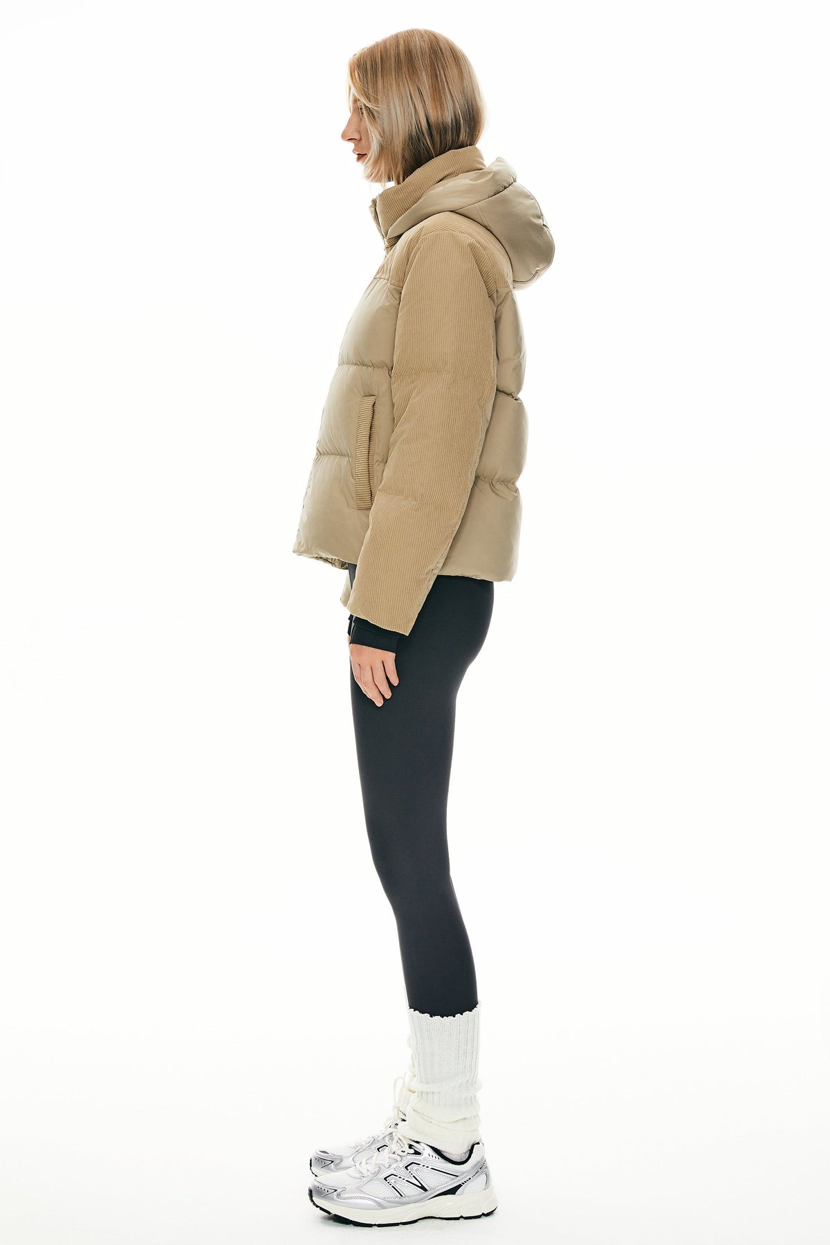 Cropped Down Puffer Jacket Winter Hooded