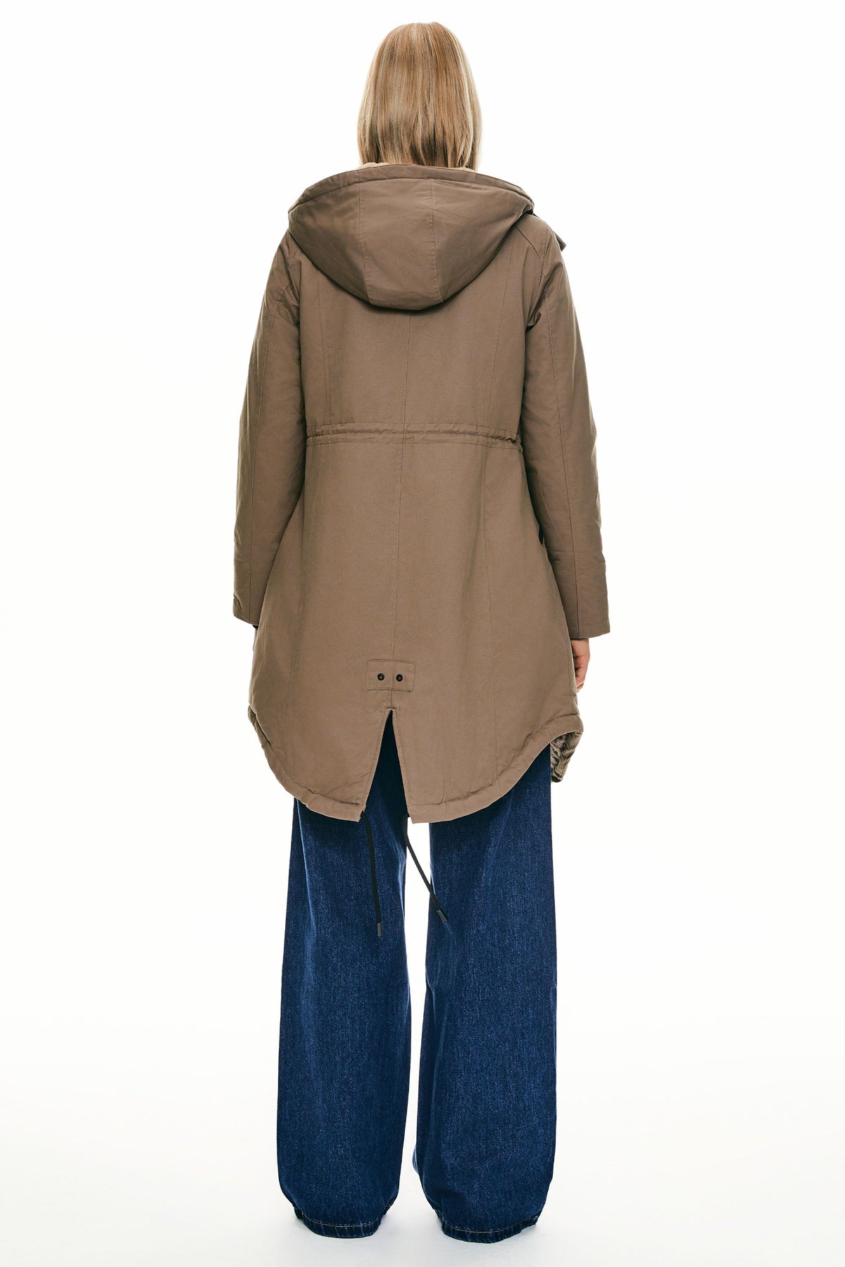 Fleece-Lined Hooded Parka Jacket with Pockets