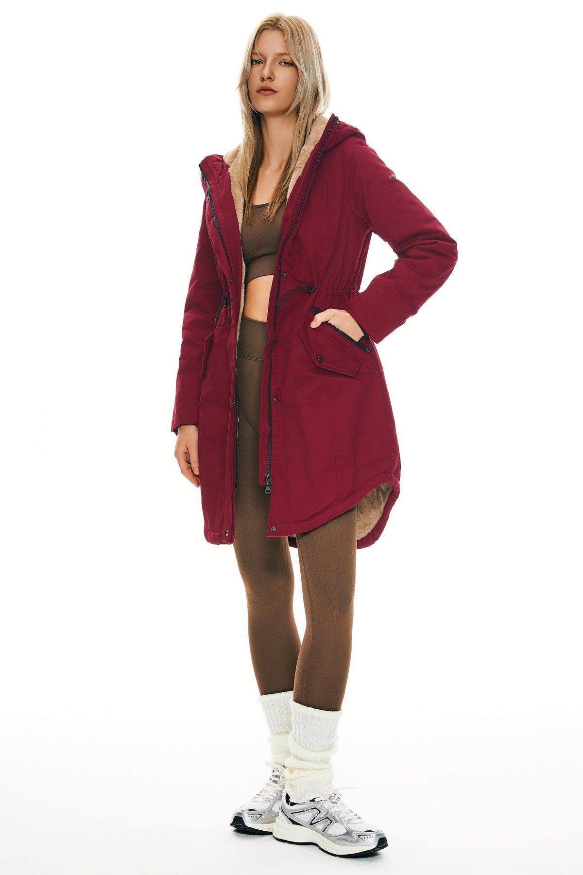 Fleece-Lined Hooded Parka Jacket with Pockets