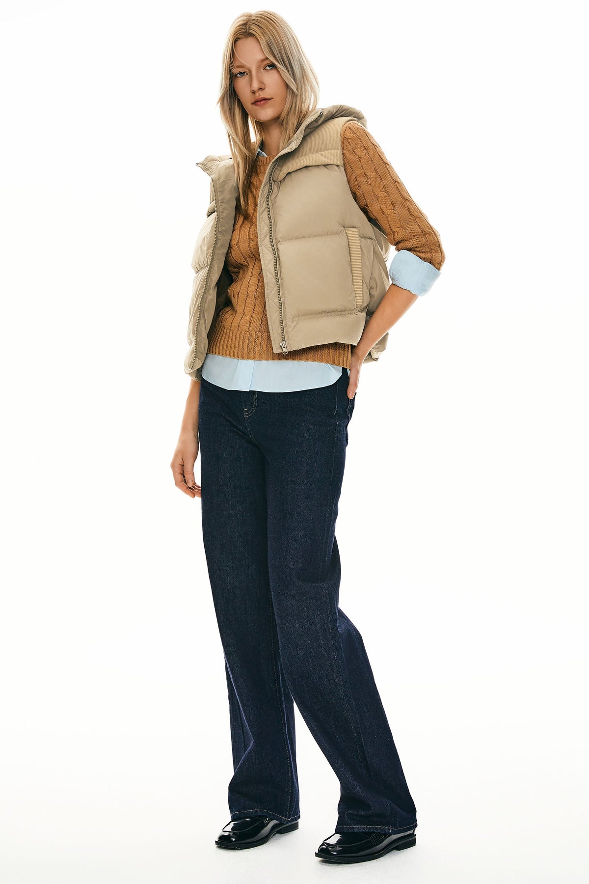 Hooded Puffer Down Vest Cropped Zip Up Lightweight