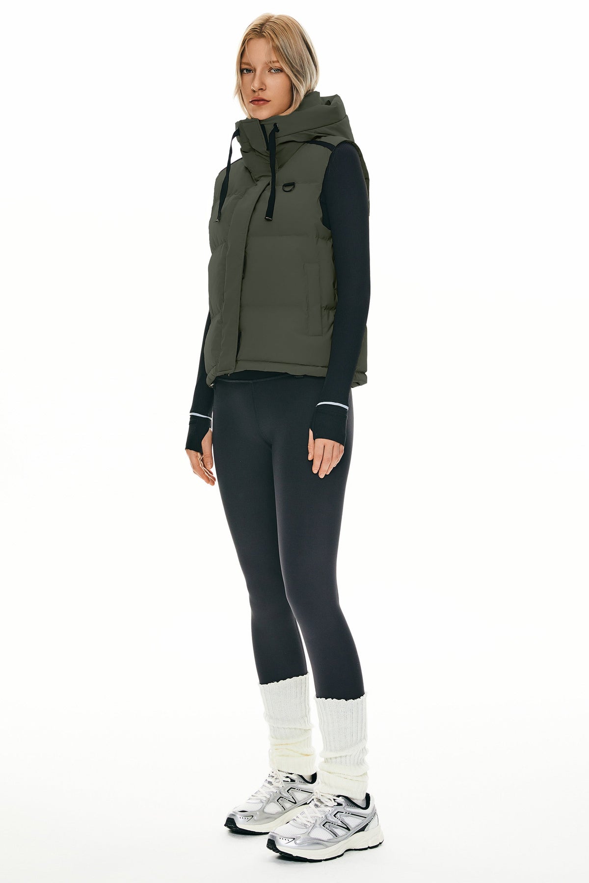 Puffer Down Vest Hooded Cropped Zip Up