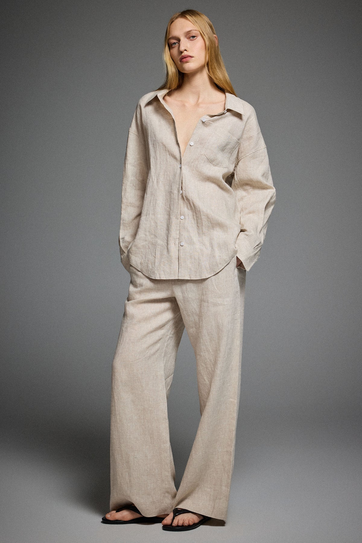 Oversized Linen Button-Up Shirt