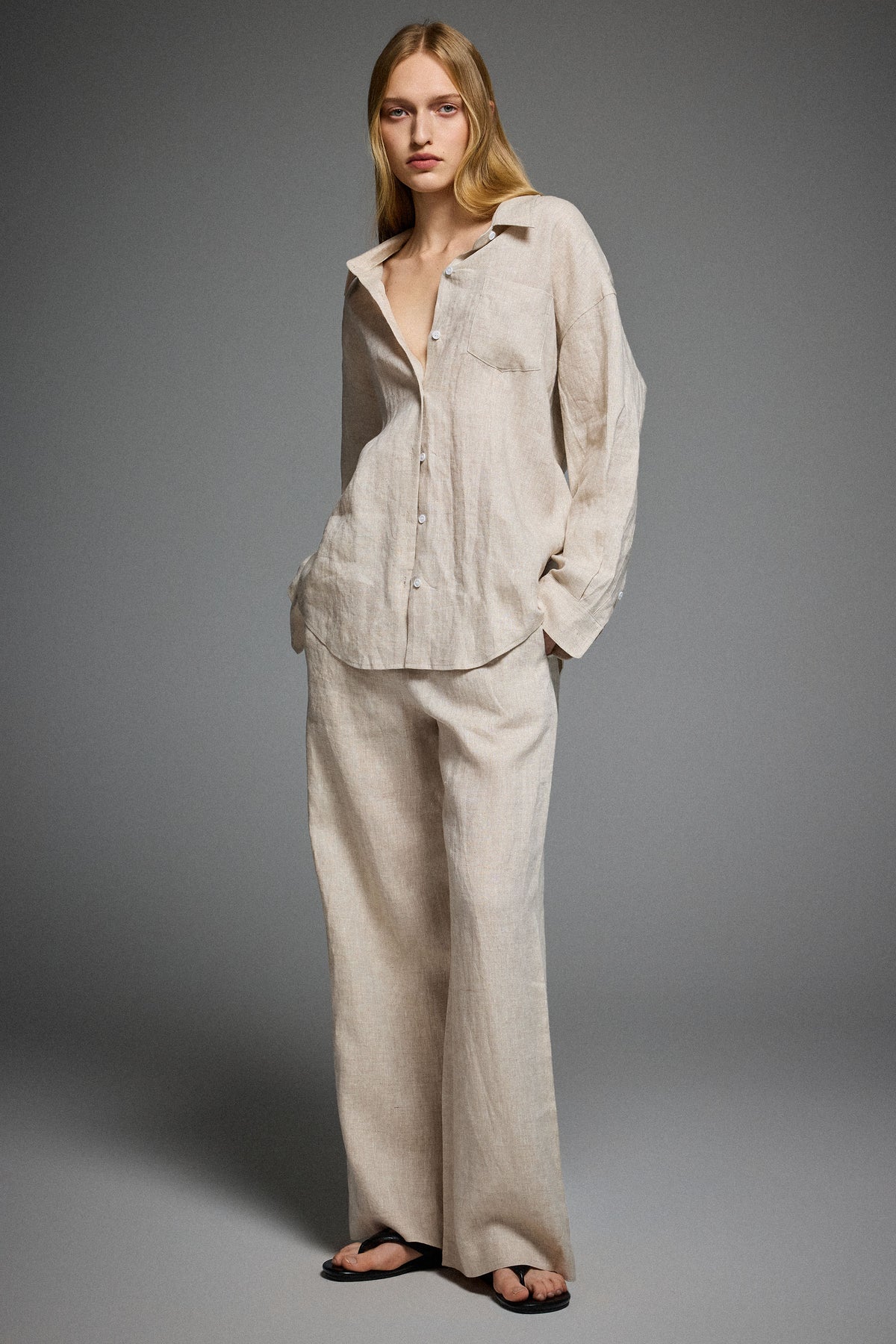 Oversized Linen Button-Up Shirt