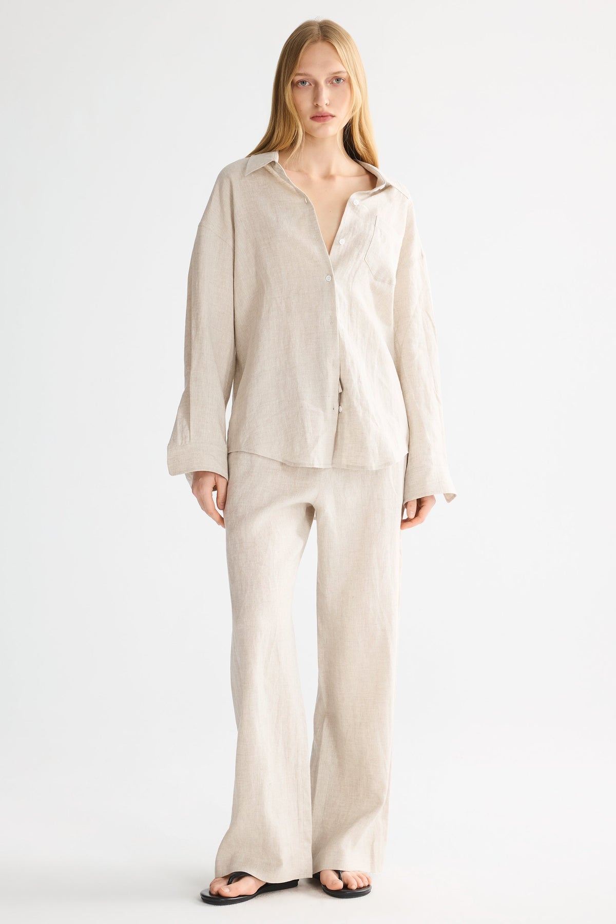 Oversized Linen Button-Up Shirt