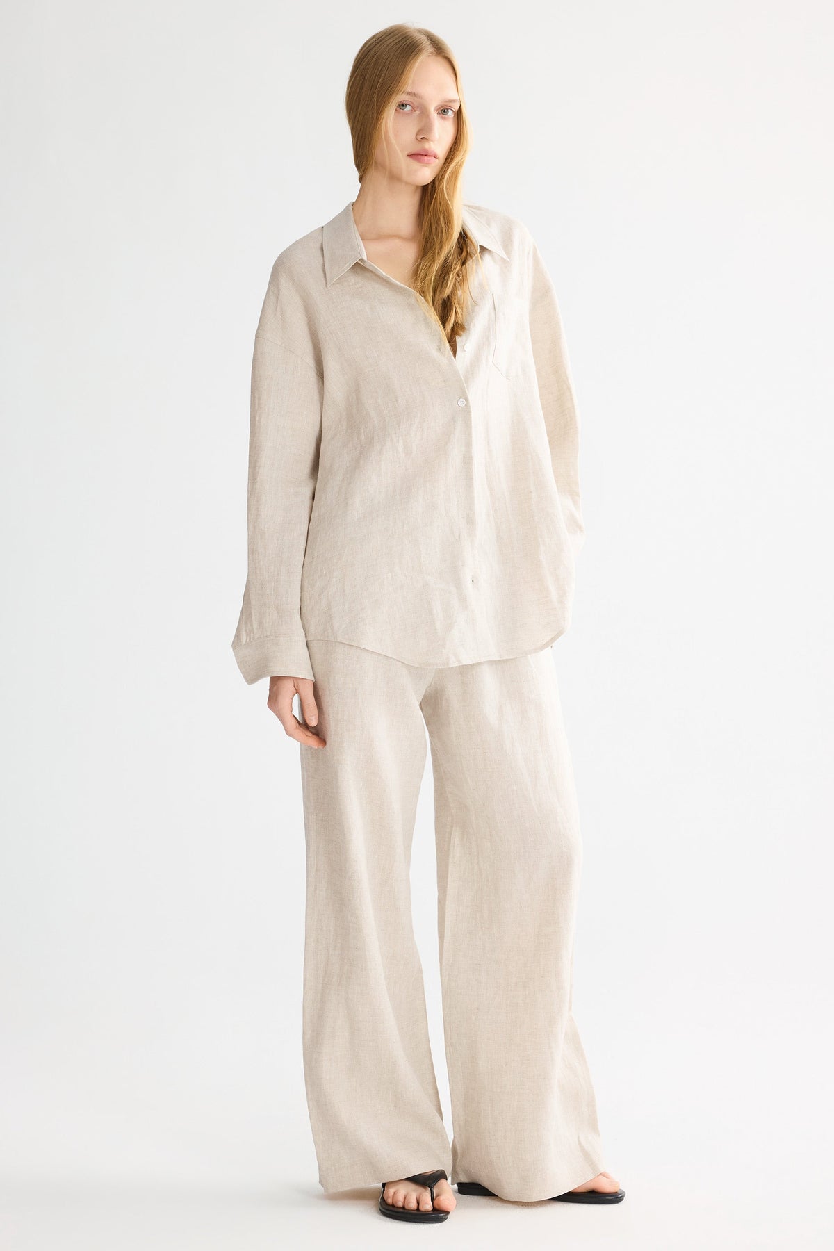 Oversized Linen Button-Up Shirt