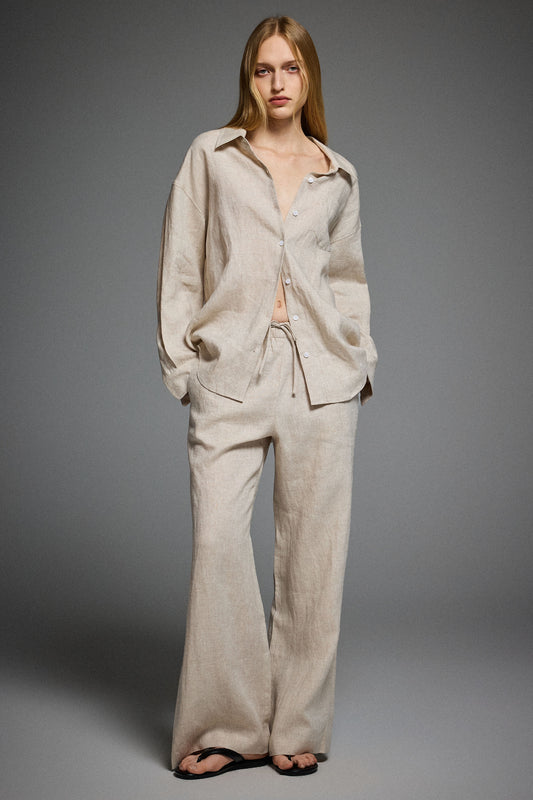 Oversized Linen Button-Up Shirt