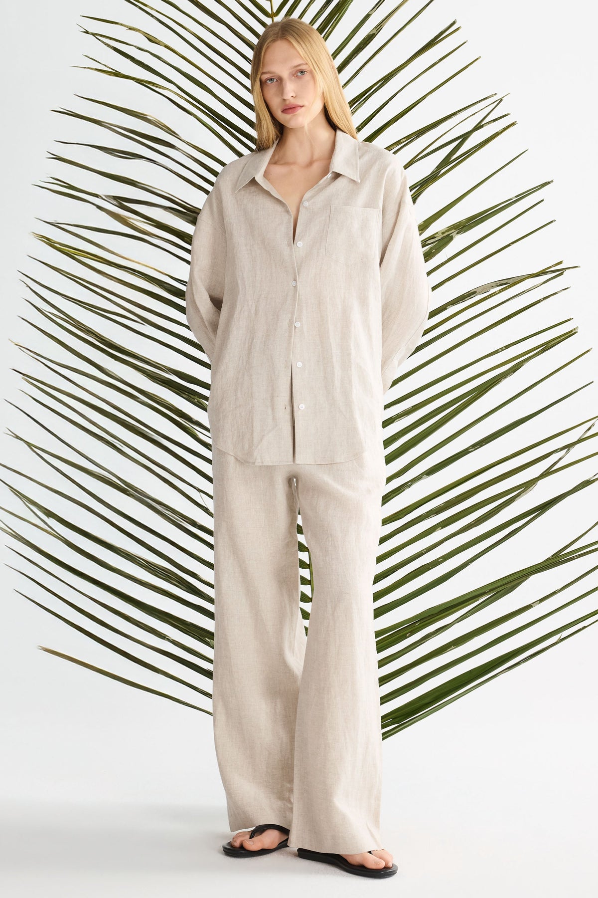 Oversized Linen Button-Up Shirt