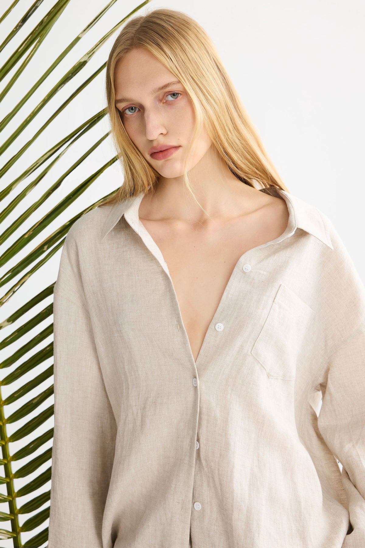 Oversized Linen Button-Up Shirt