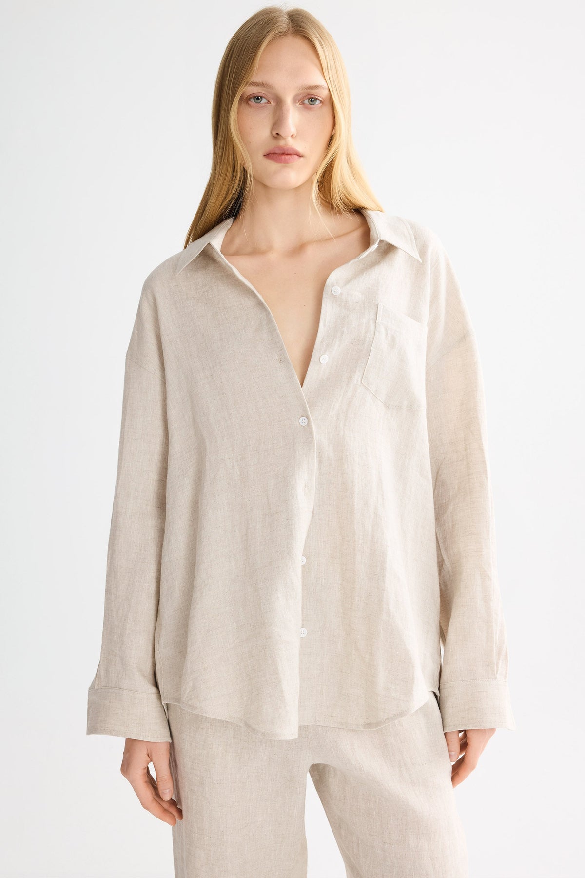 Oversized Linen Button-Up Shirt