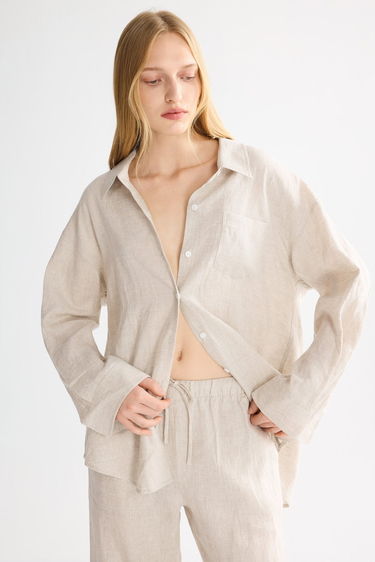 Oversized Linen Button-Up Shirt