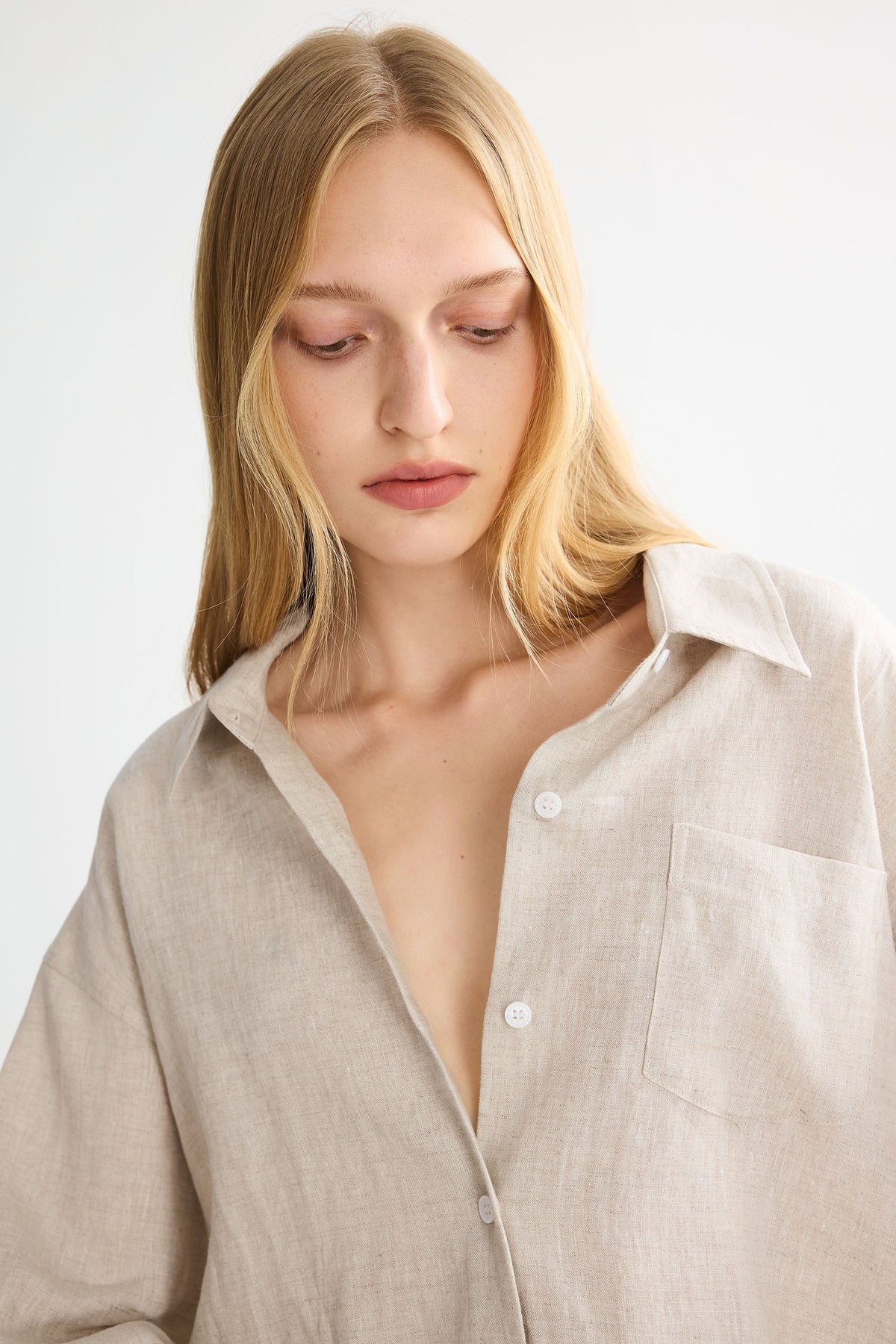 Oversized Linen Button-Up Shirt