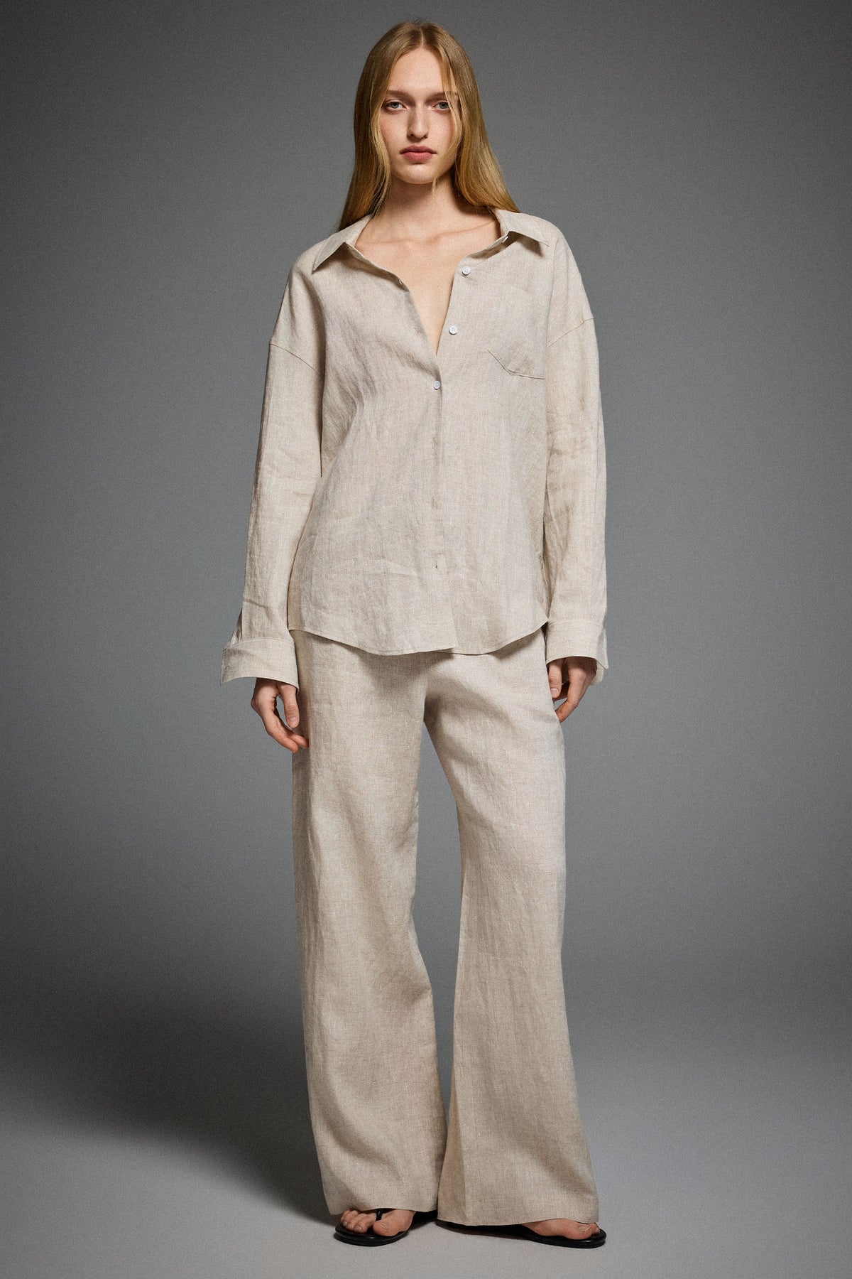 Oversized Linen Button-Up Shirt