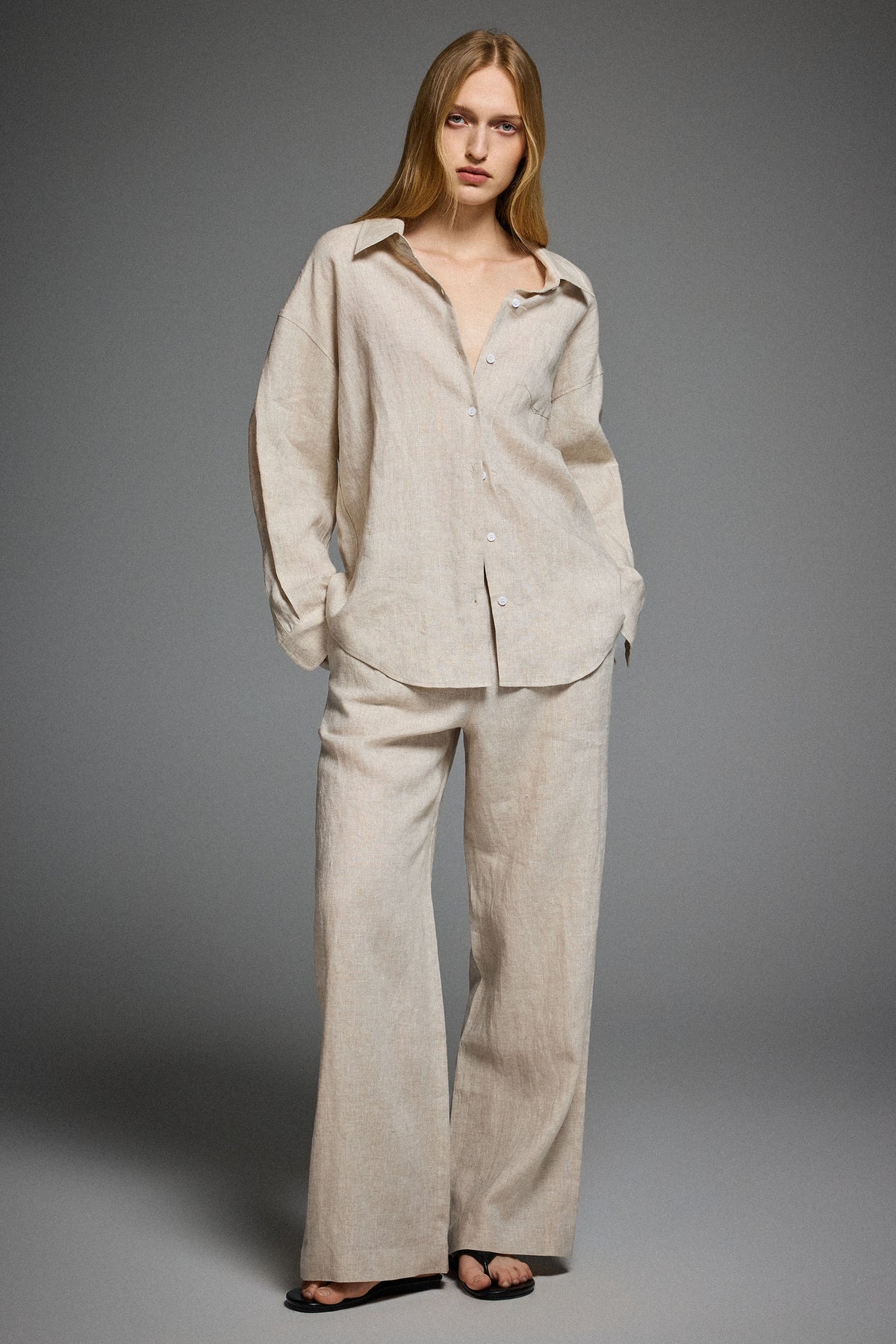 Oversized Linen Button-Up Shirt