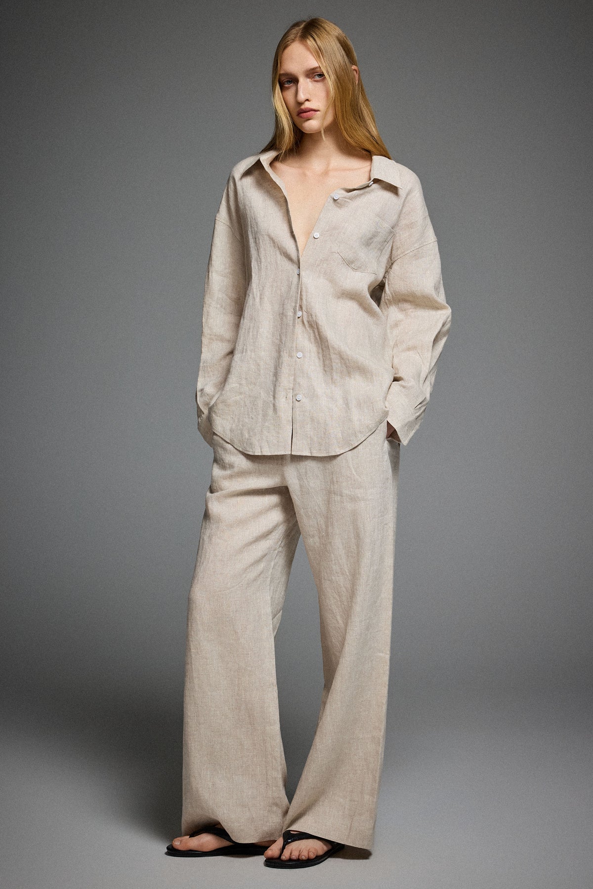 Oversized Linen Button-Up Shirt