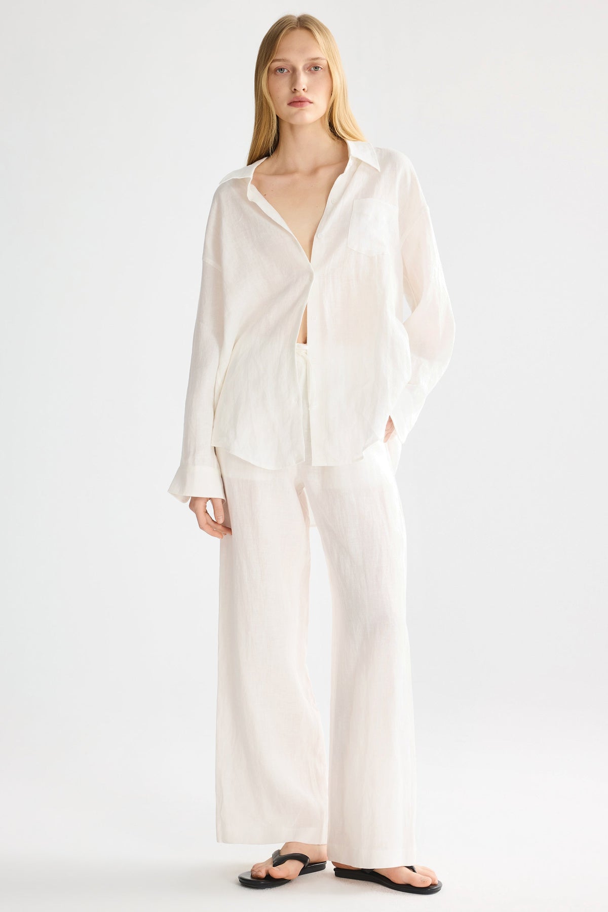 Oversized Linen Button-Up Shirt