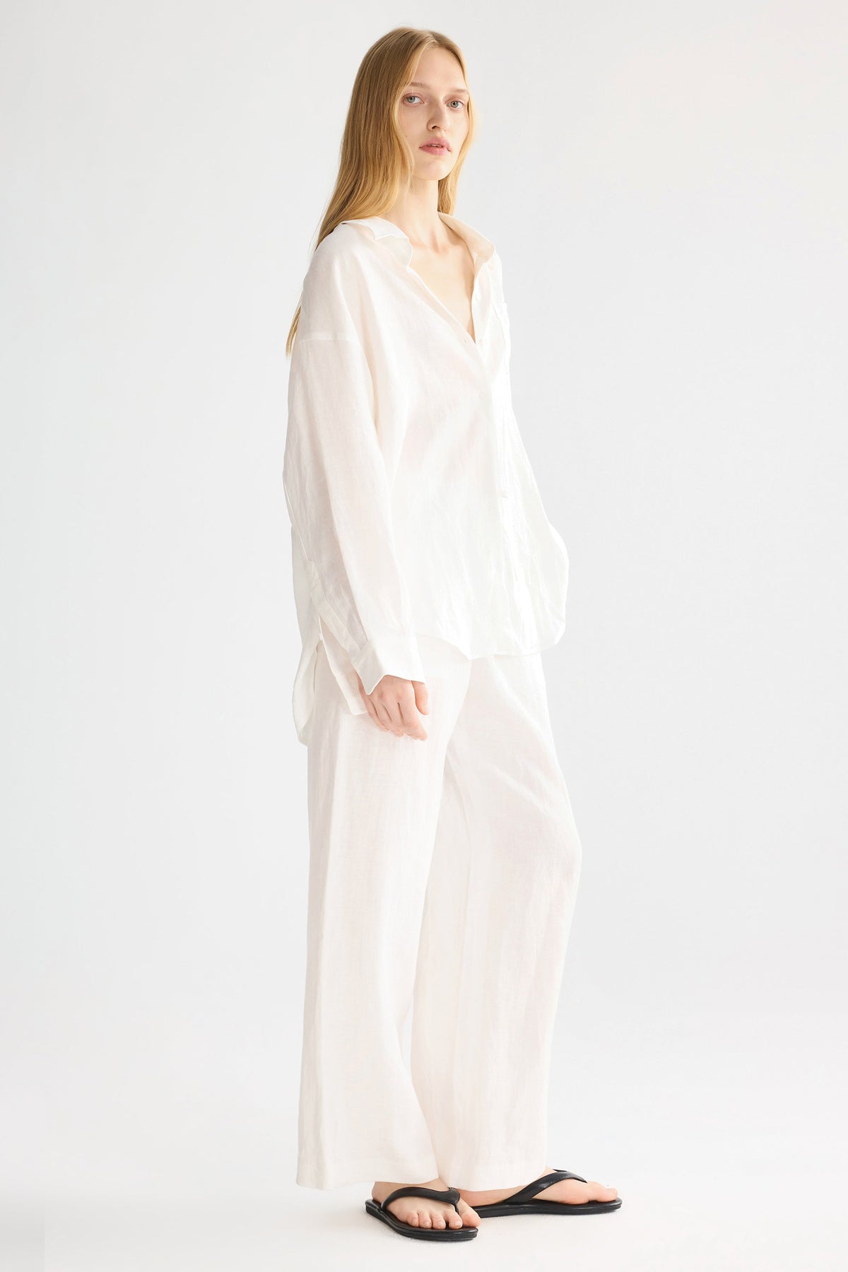 Oversized Linen Button-Up Shirt