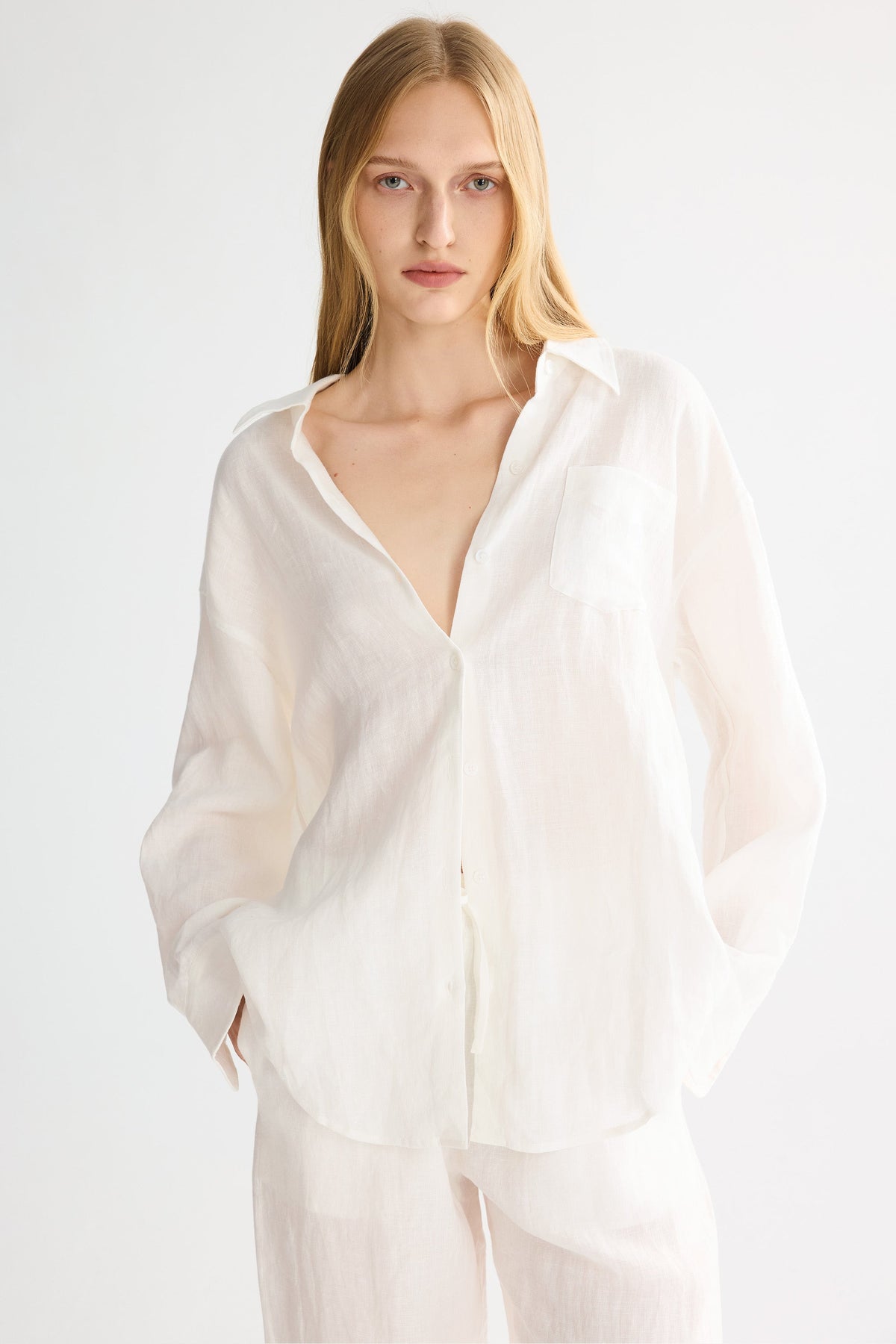Oversized Linen Button-Up Shirt