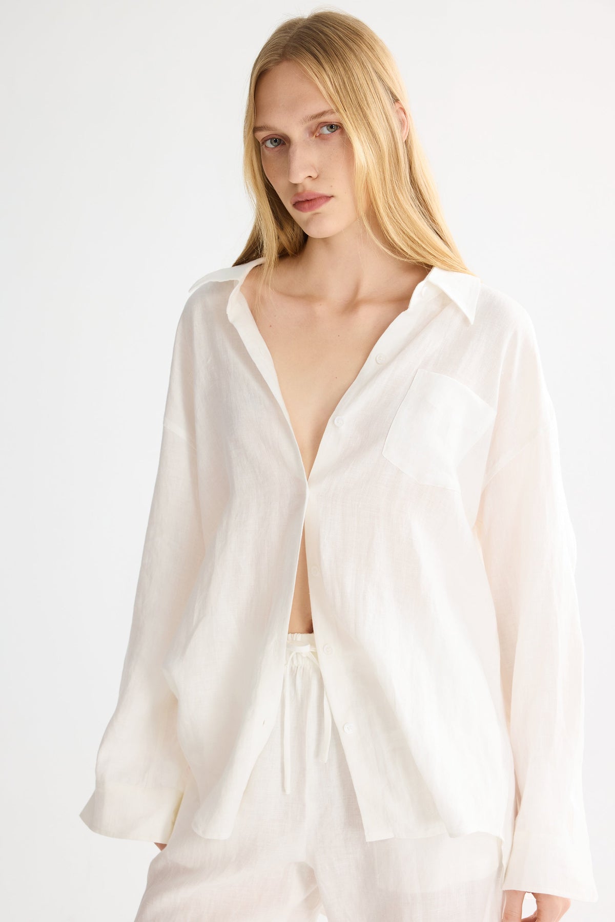 Oversized Linen Button-Up Shirt