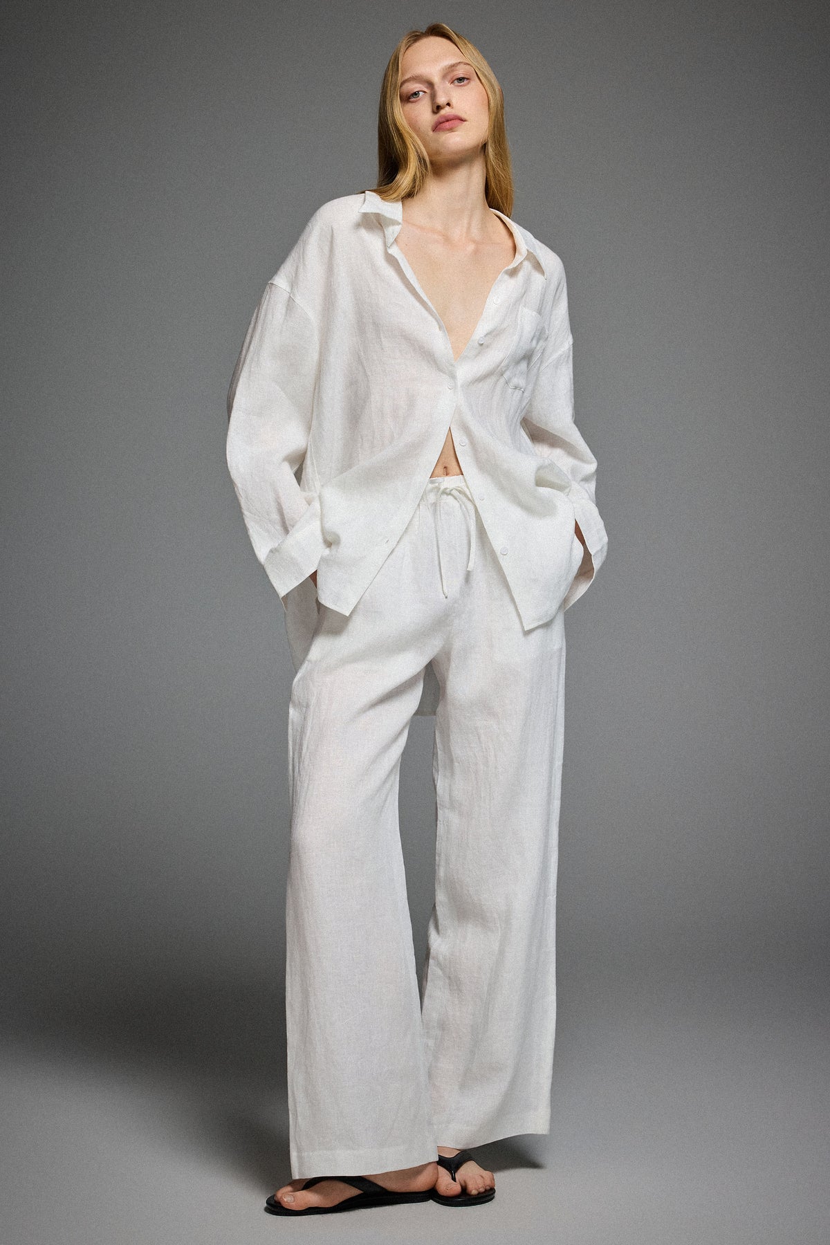 Oversized Linen Button-Up Shirt