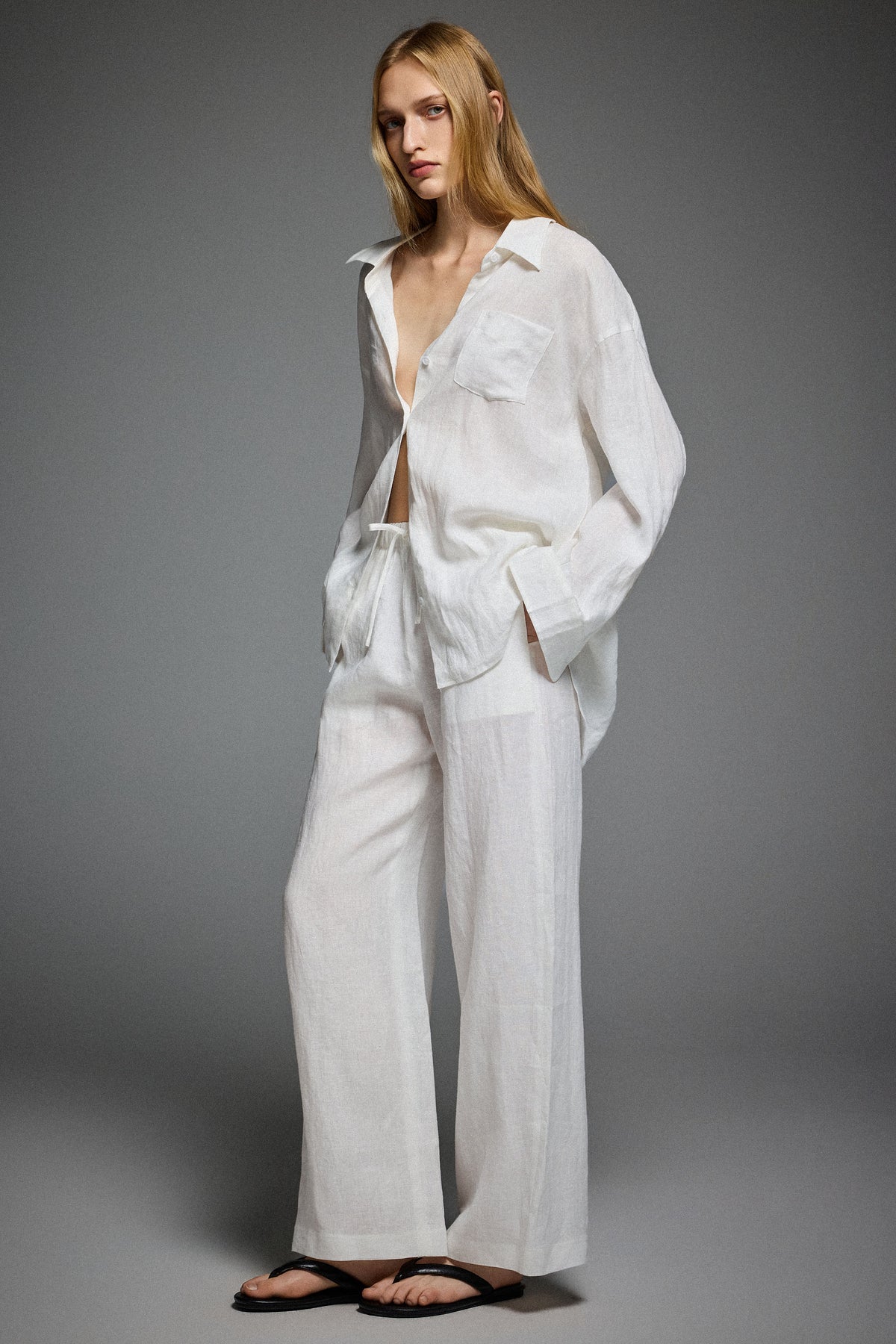 Oversized Linen Button-Up Shirt
