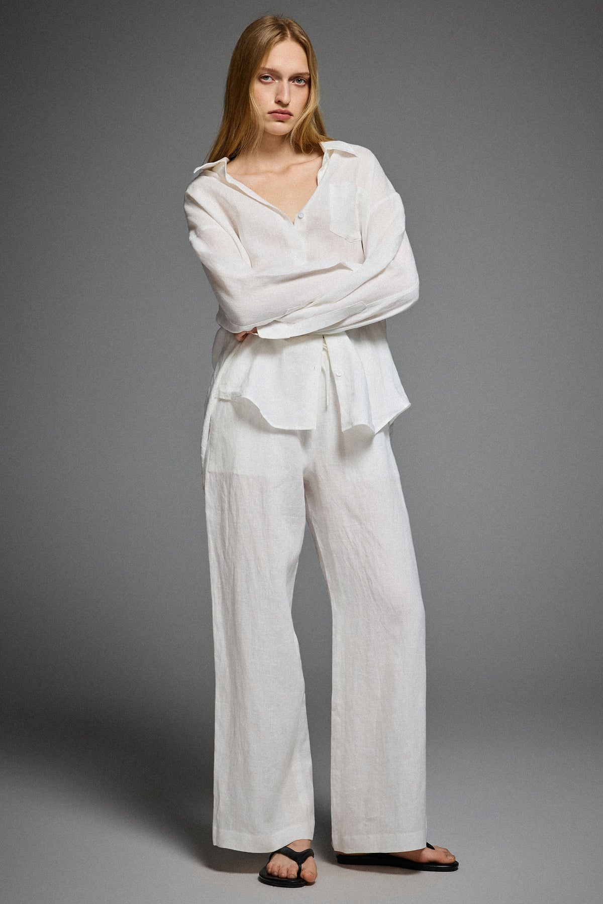 Oversized Linen Button-Up Shirt