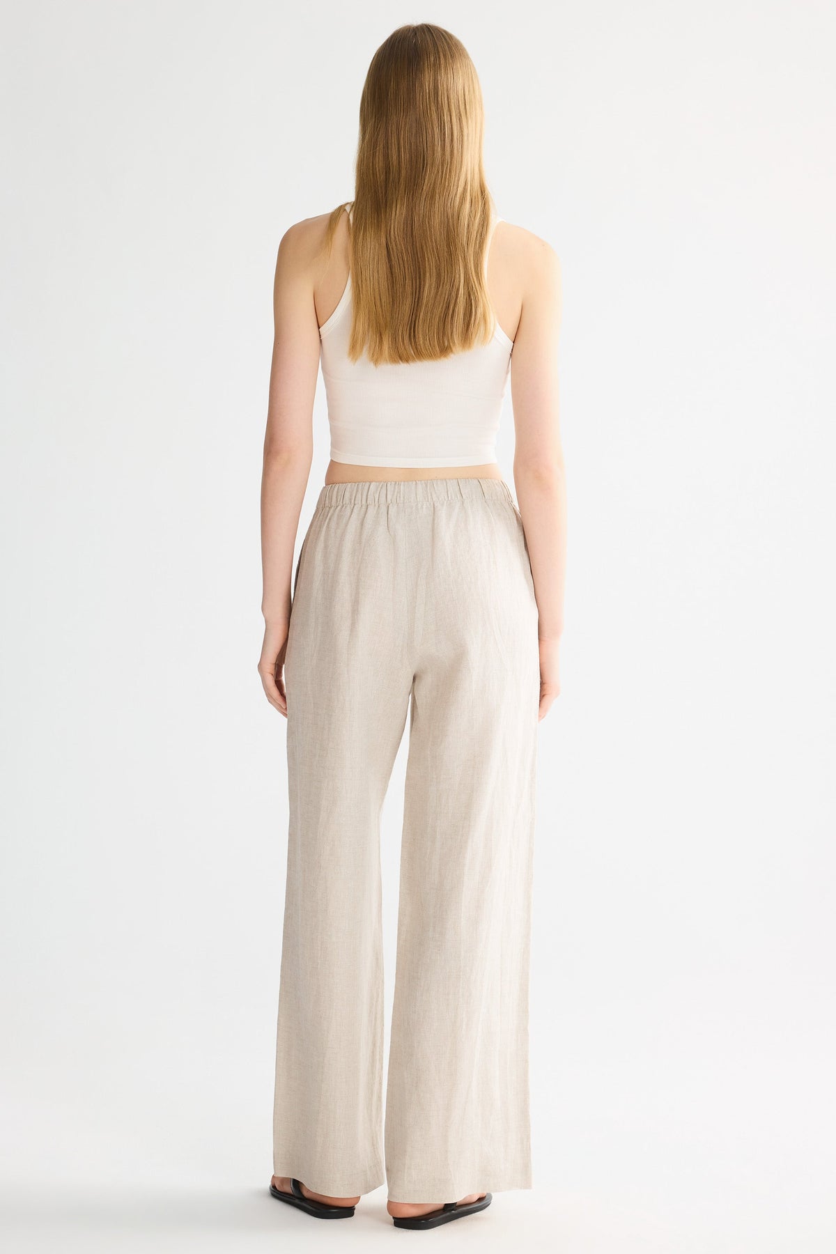 Oversized Linen Wide-Leg Drawstring Pants