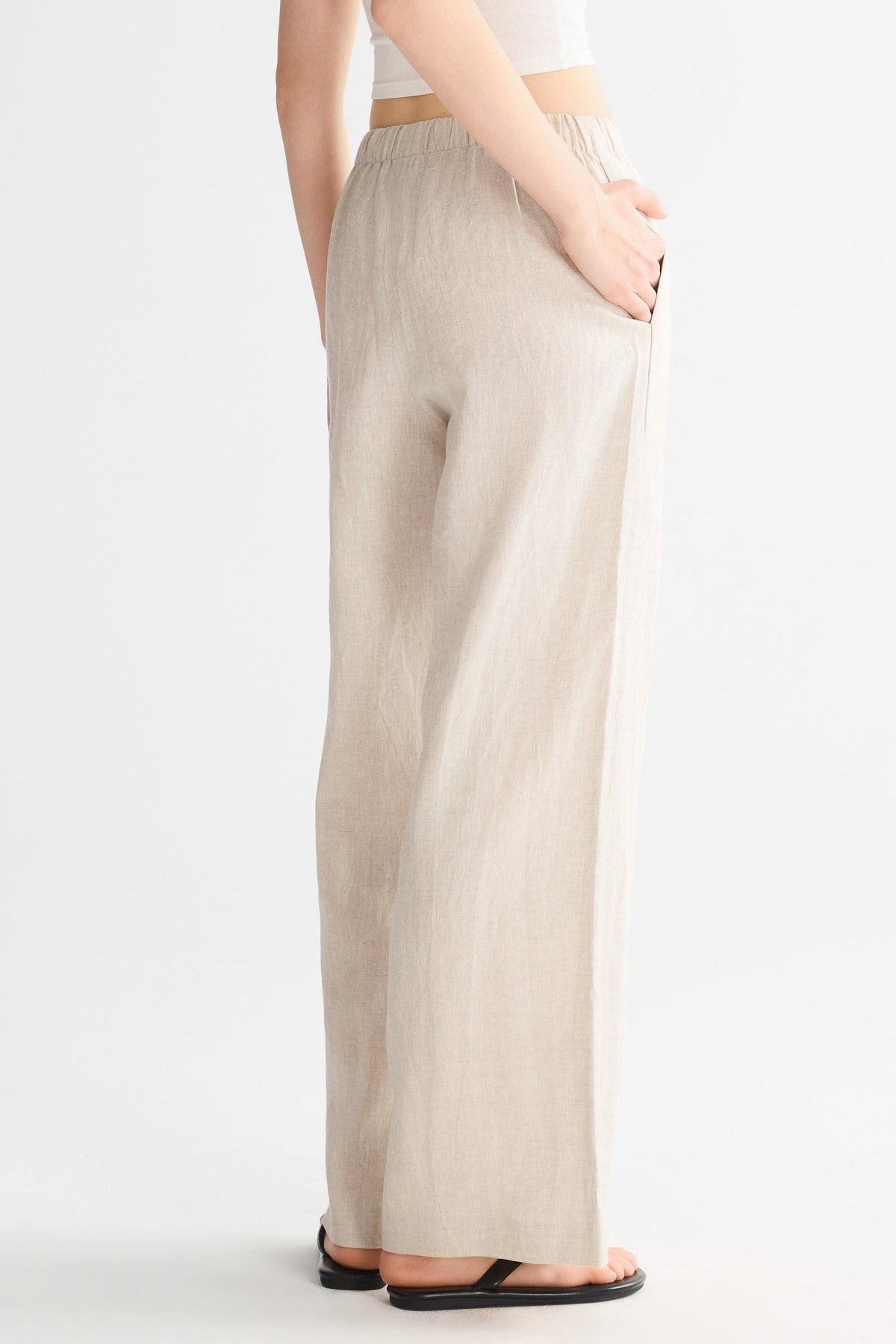Oversized Linen Wide-Leg Drawstring Pants