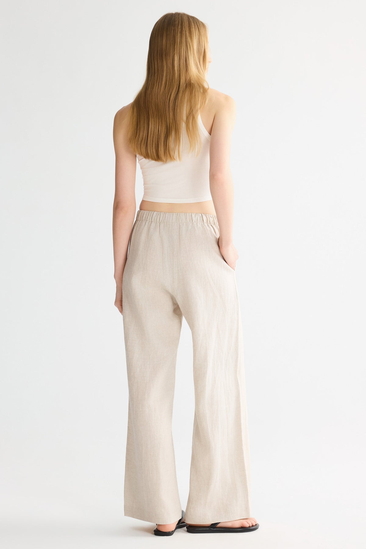 Oversized Linen Wide-Leg Drawstring Pants