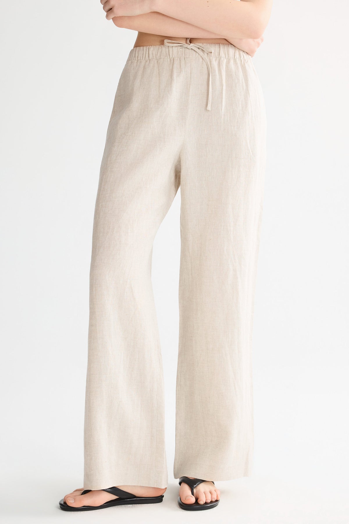 Oversized Linen Wide-Leg Drawstring Pants