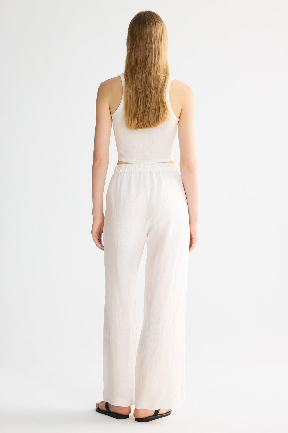 Oversized Linen Wide-Leg Drawstring Pants