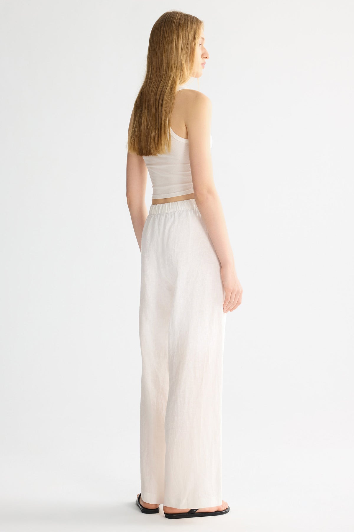 Oversized Linen Wide-Leg Drawstring Pants