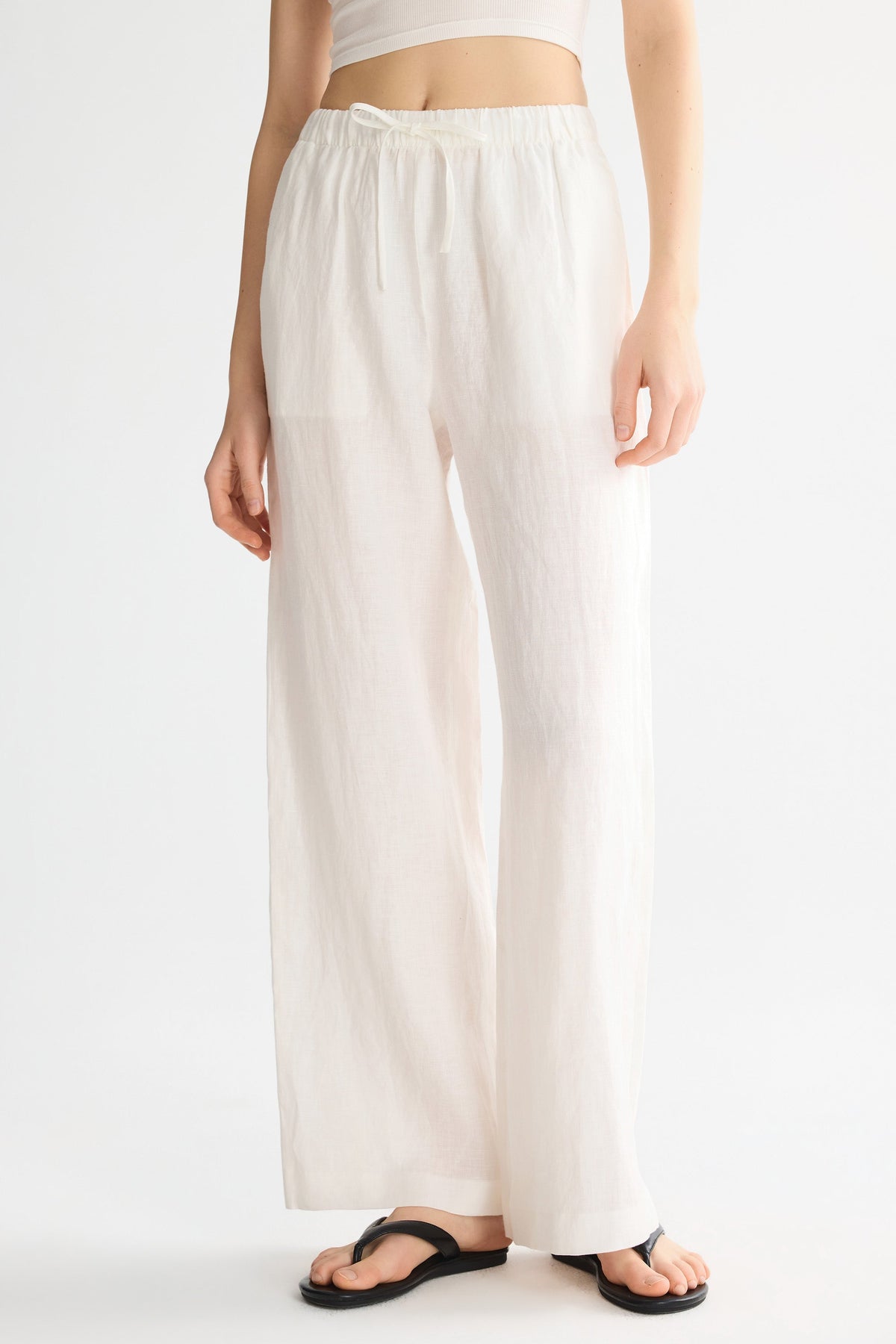 Oversized Linen Wide-Leg Drawstring Pants