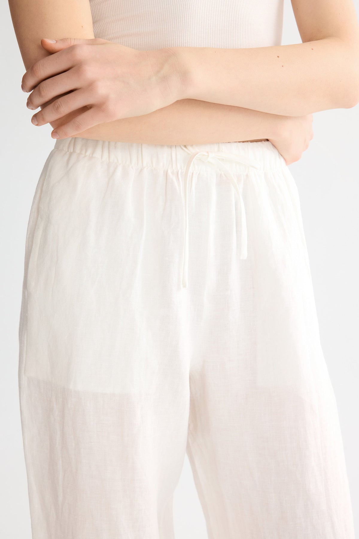 Oversized Linen Wide-Leg Drawstring Pants