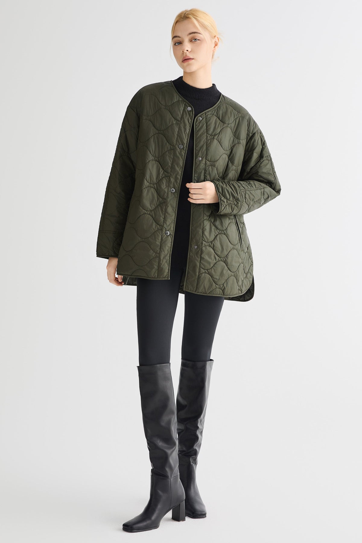 Oversized Quilted Drop-Shoulder Jacket