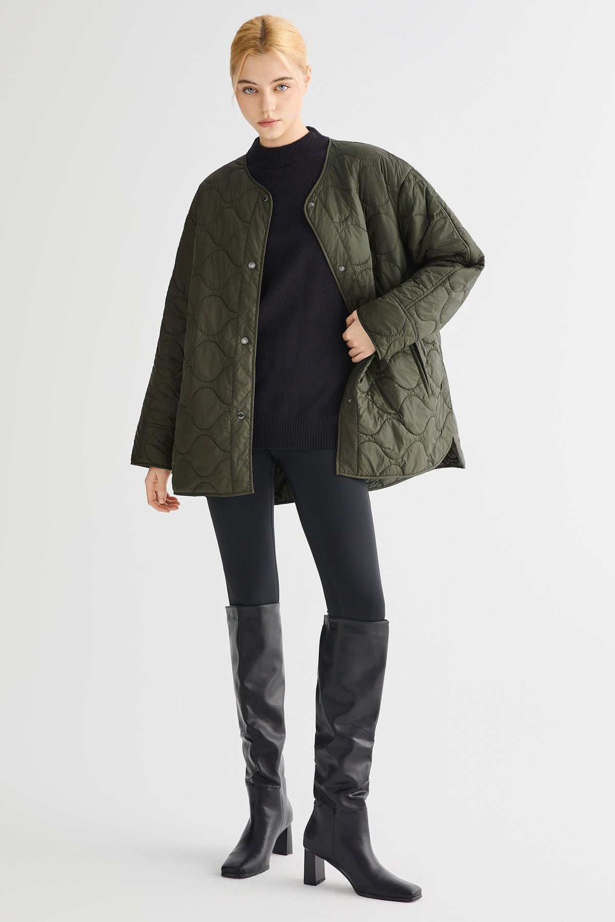 Oversized Quilted Drop-Shoulder Jacket
