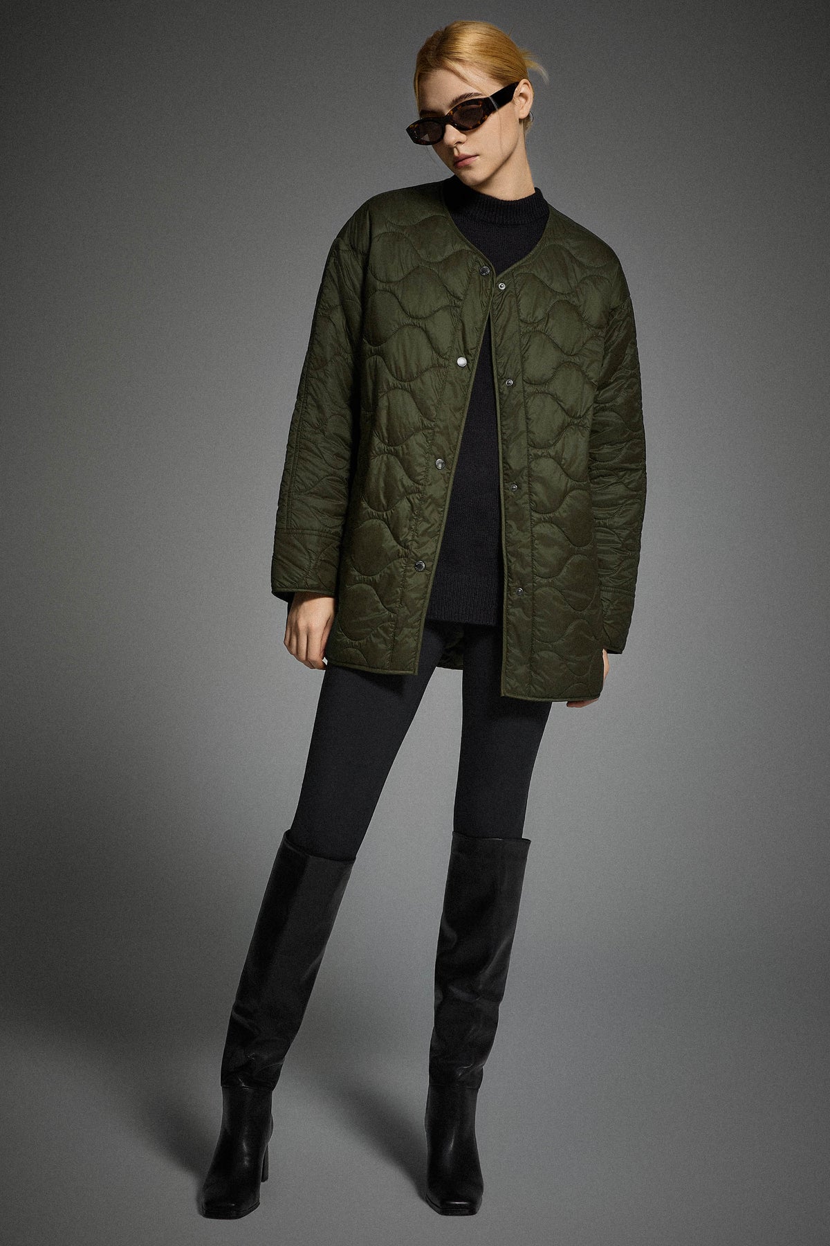 Oversized Quilted Drop-Shoulder Jacket