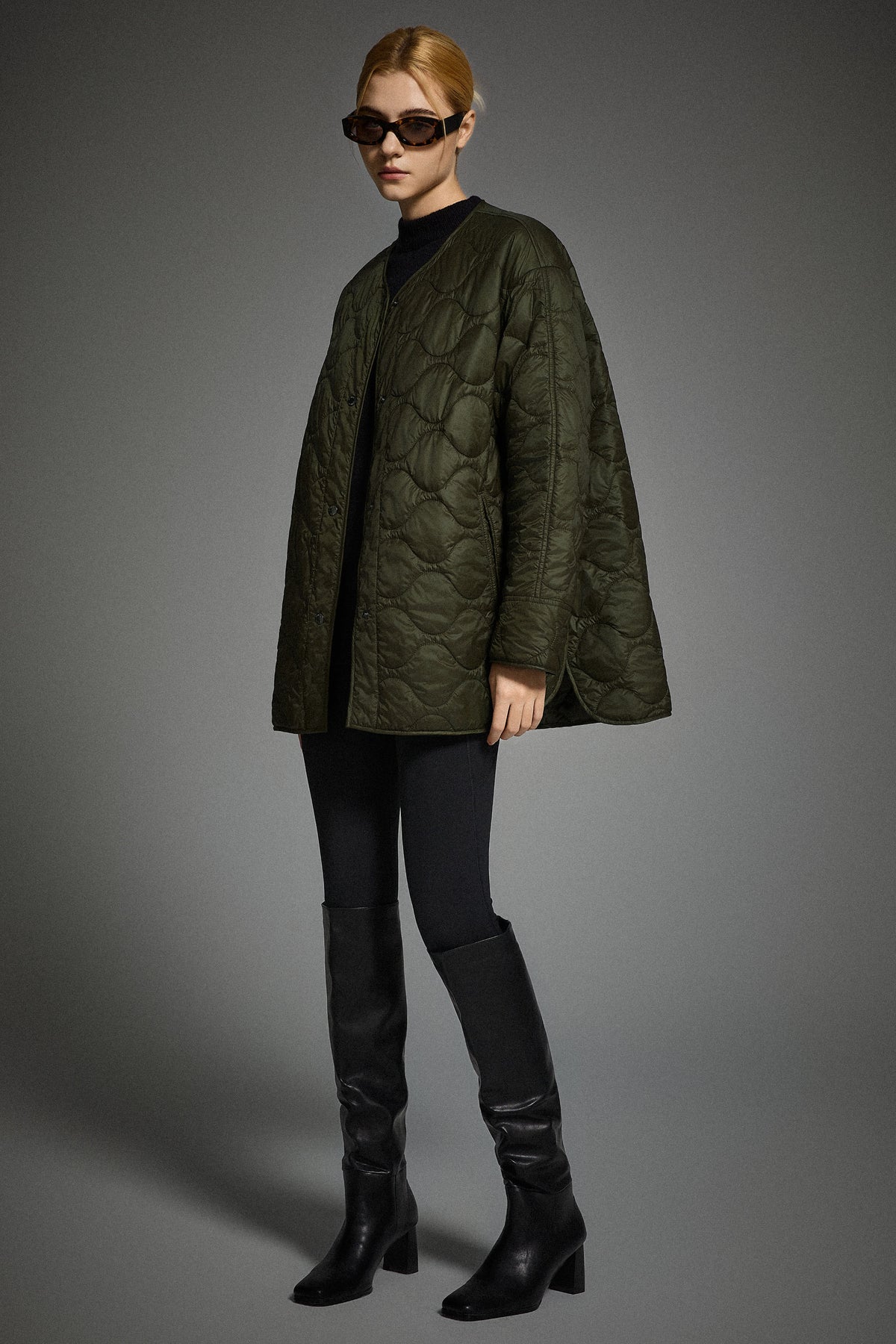 Oversized Quilted Drop-Shoulder Jacket