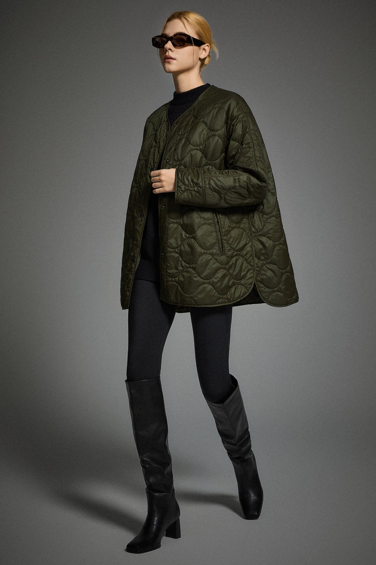 Oversized Quilted Drop-Shoulder Jacket