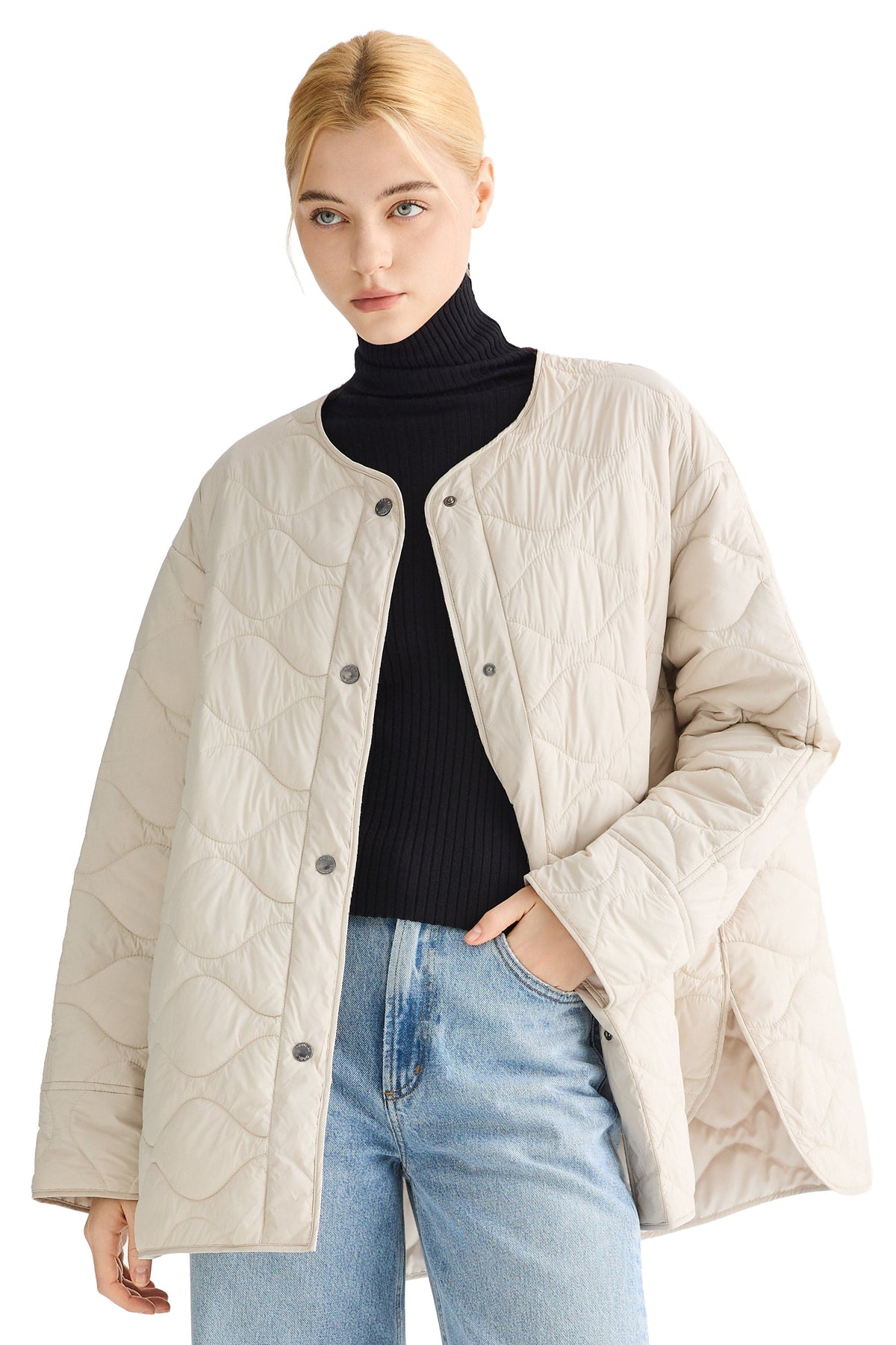 Oversized Quilted Drop-Shoulder Jacket