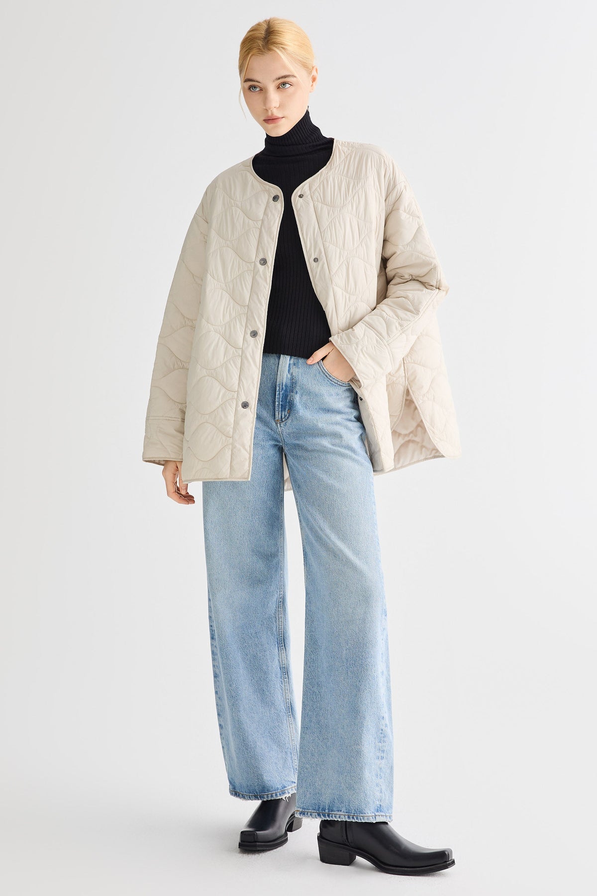 Oversized Quilted Drop-Shoulder Jacket