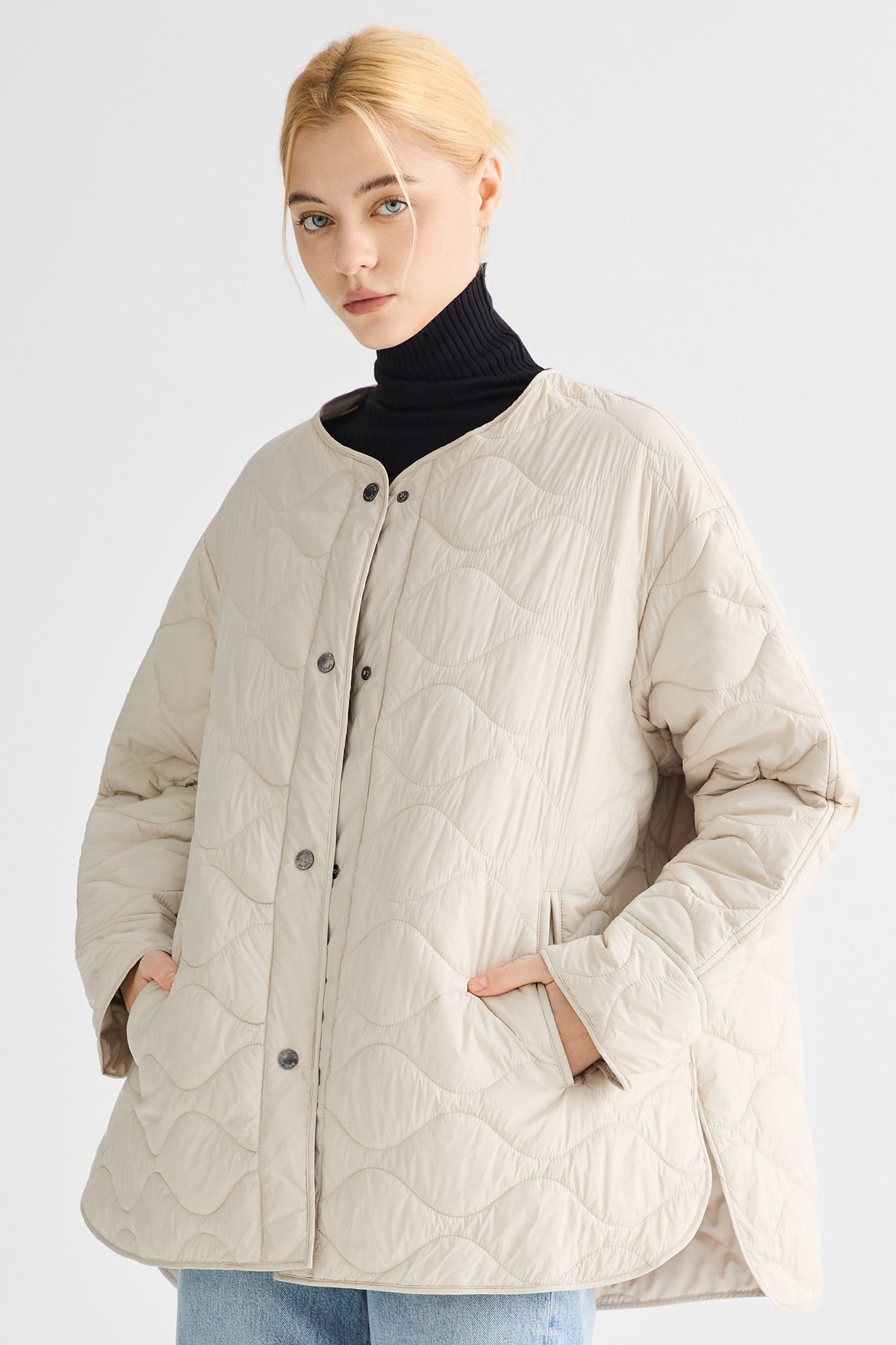 Oversized Quilted Drop-Shoulder Jacket