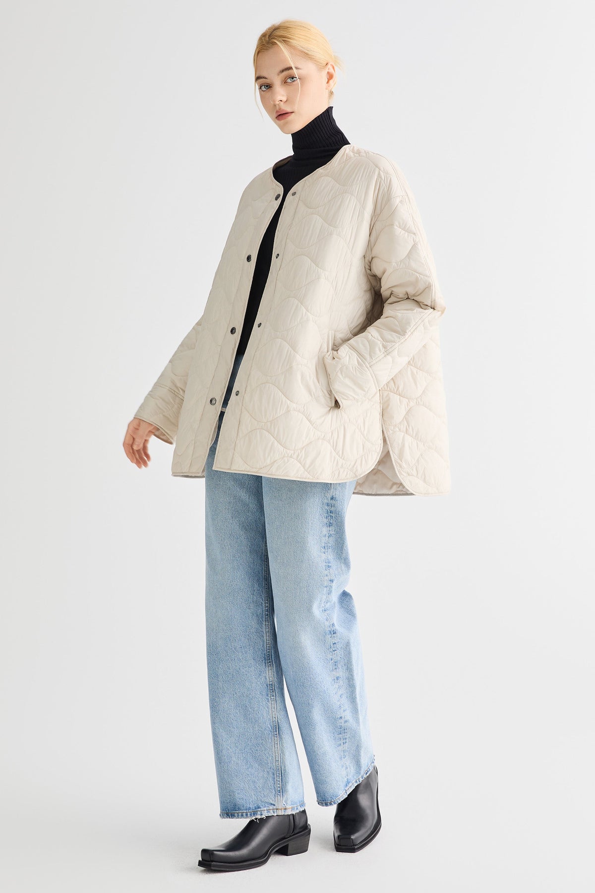 Oversized Quilted Drop-Shoulder Jacket