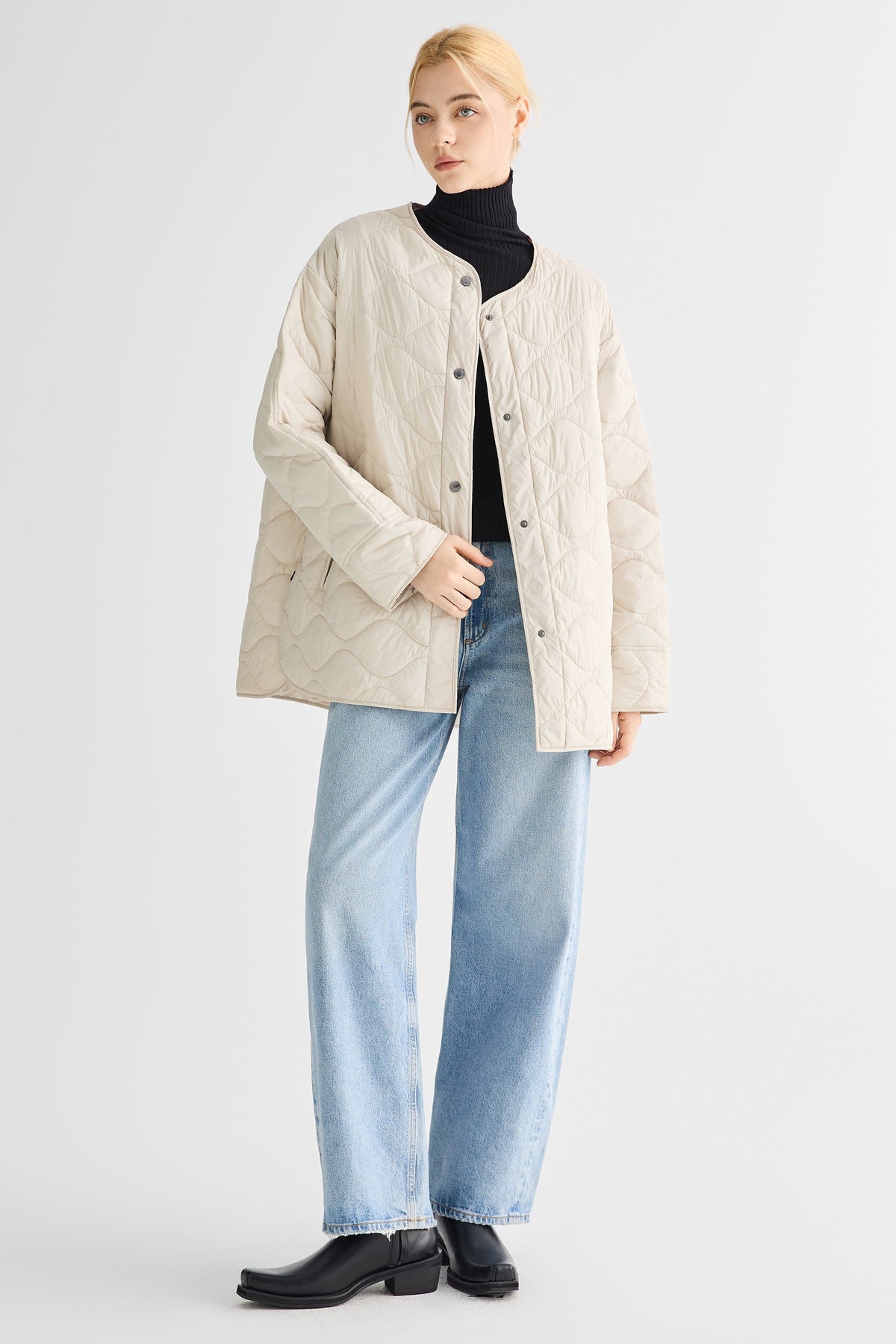 Oversized Quilted Drop-Shoulder Jacket