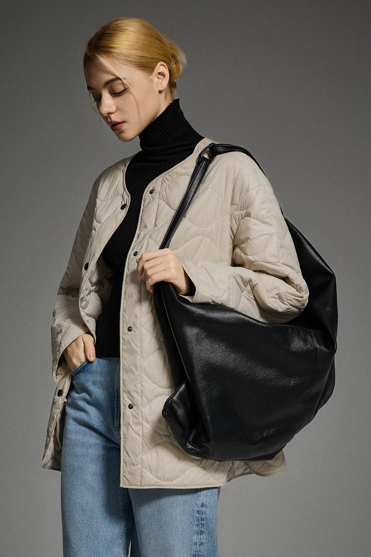 Oversized Quilted Drop-Shoulder Jacket