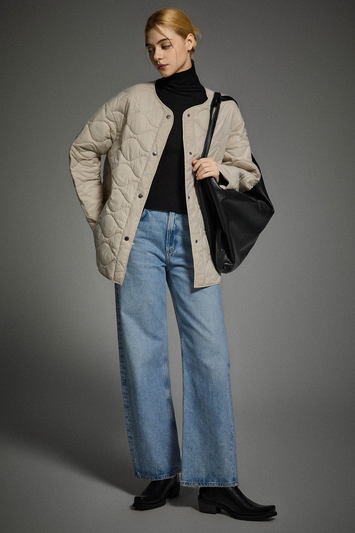 Oversized Quilted Drop-Shoulder Jacket